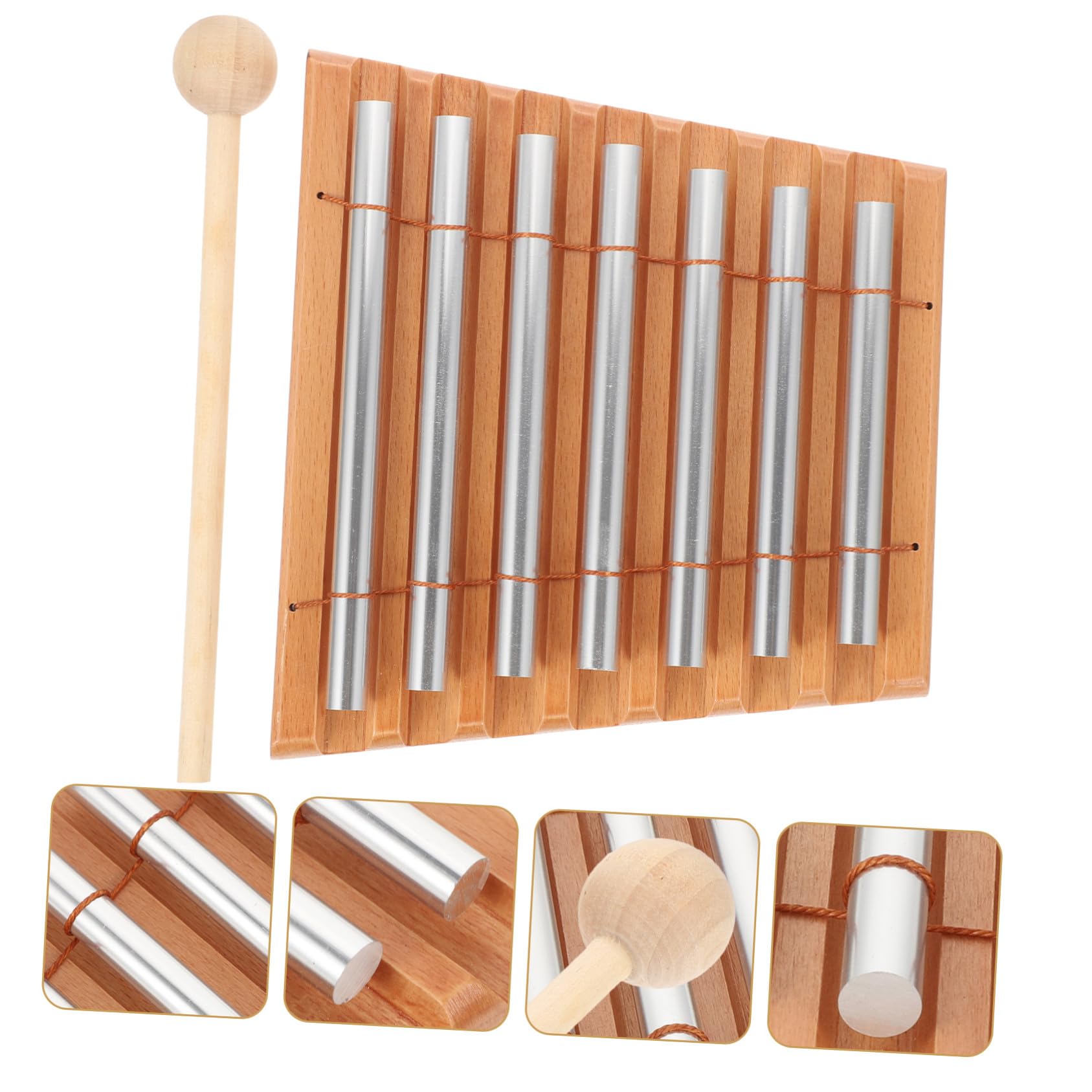 Set di Campanelli a Percussione Musicali in Metallo e Legno, Strumento Educativo per Ragazzo Ragazza Piccoli, 7 Toni, Giocattolo Musicale da Tavolo per Apprendimento