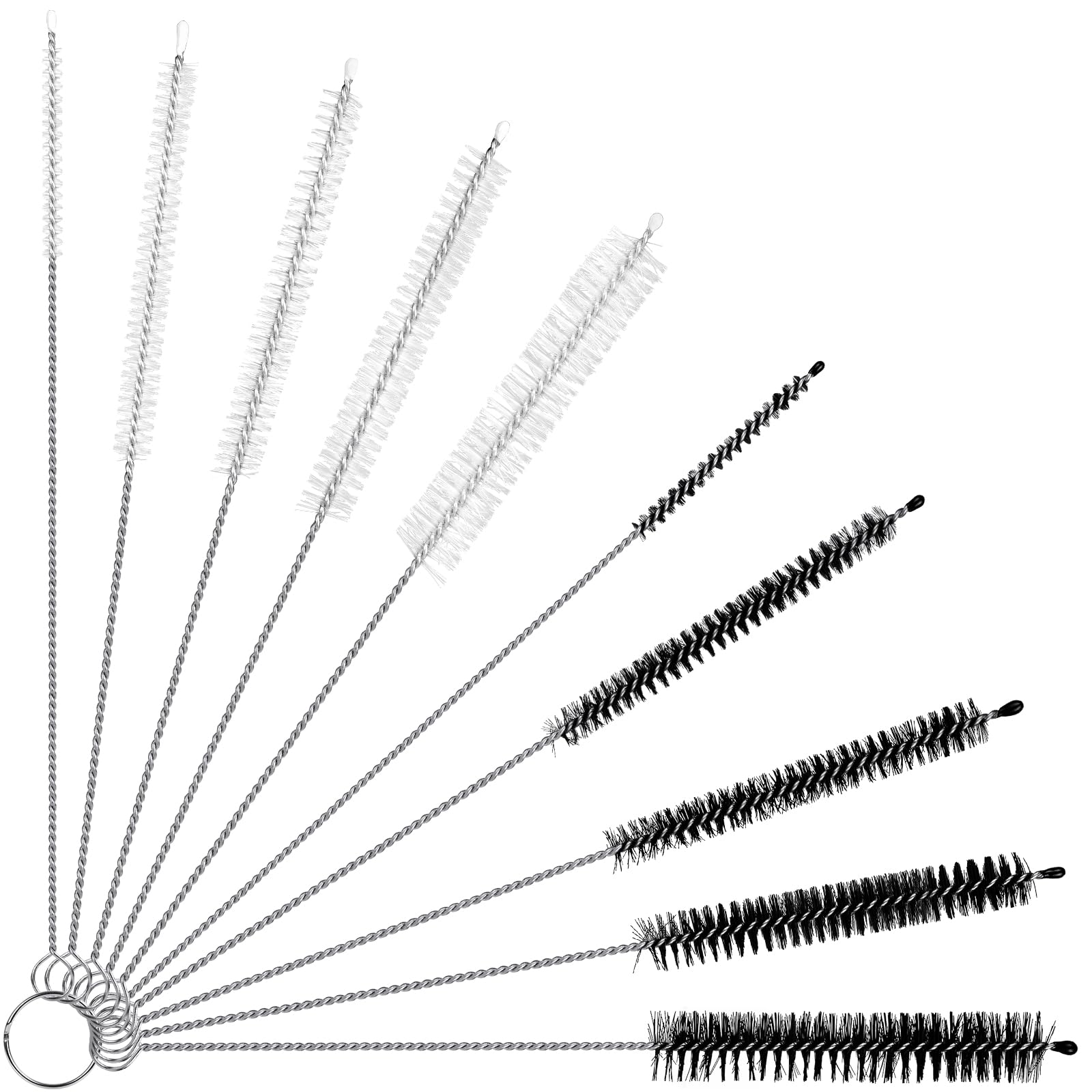 Vicloon Bottle Brush, 10 Pcs Stainless Steel Straw Brushes, Nylon Bristles Cleaning Set for Tubes, Keyboards, Test Tubes, Kettles, Sinks, Bottles, Coffee Machines