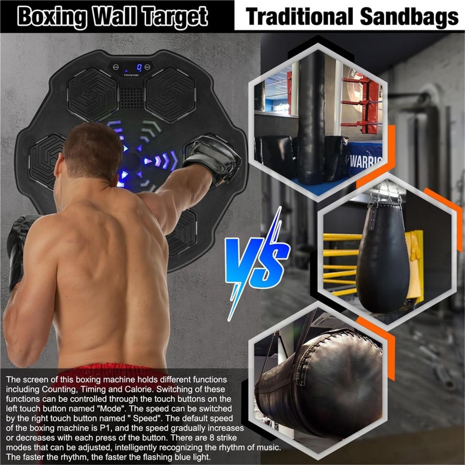 Entrenador de Boxeo Musical, Máquina Electrónica De Entrenamiento Boxeo, Objetivo Inteligente, Entrenador Juegos Montado En La Pared para El Hogar con Música