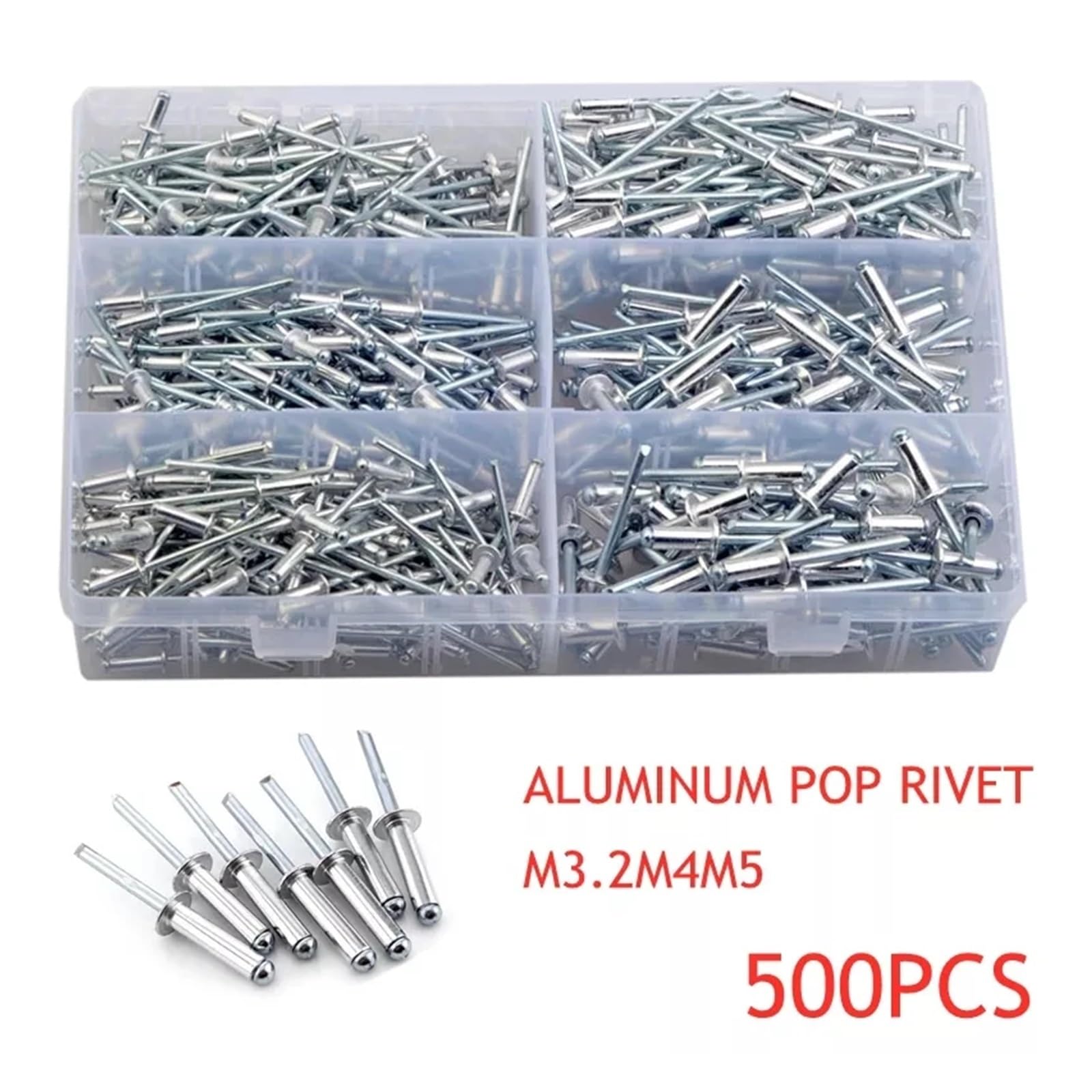 500 szt. Nity Pop aluminium zestaw asortymentowy M3.2 M4 M5 łeb grzybkowy łącznik trzpień zestaw nitów zrywalnych GB12618