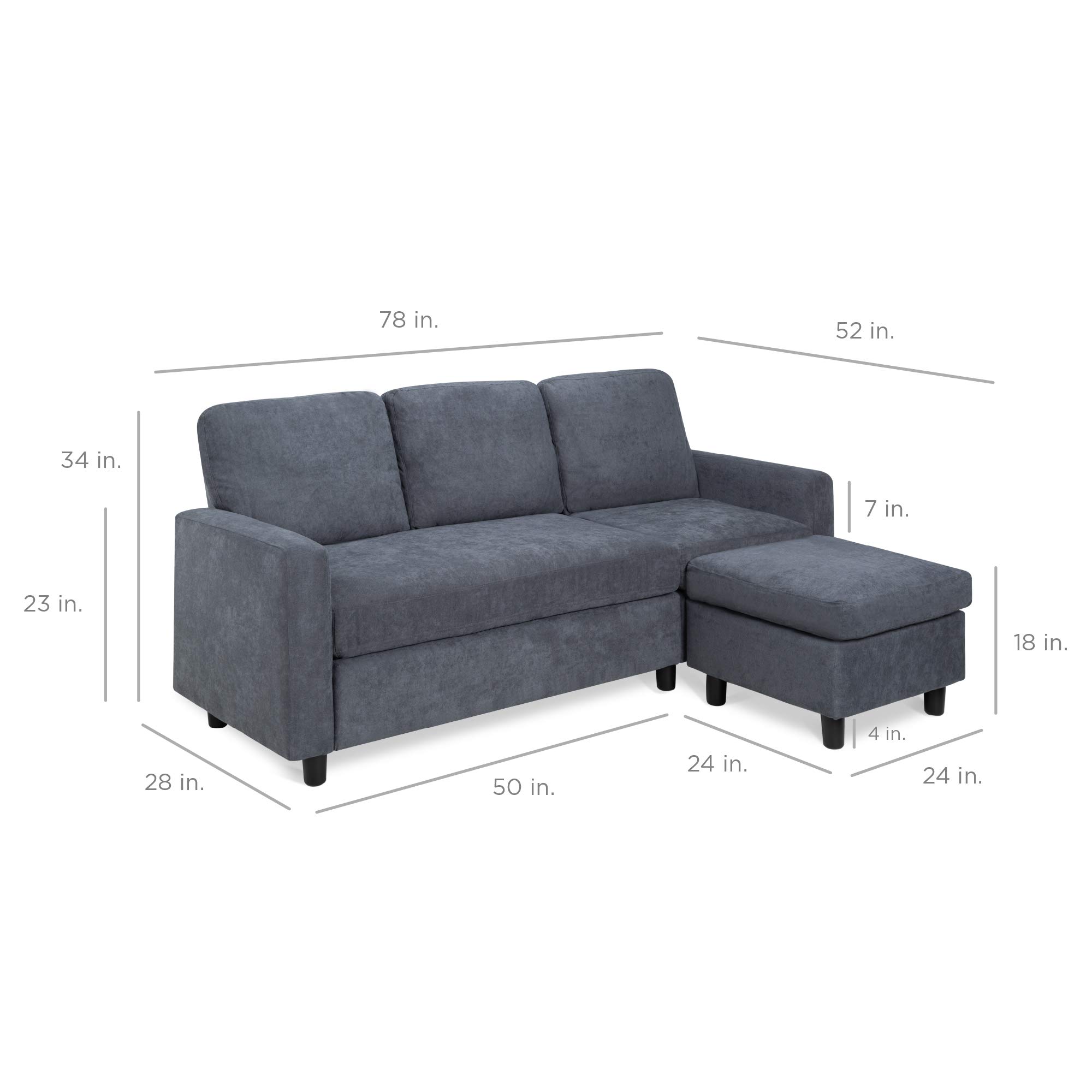 Best Choice Products Linen Sectional Sofa for Home, Apartment, Dorm