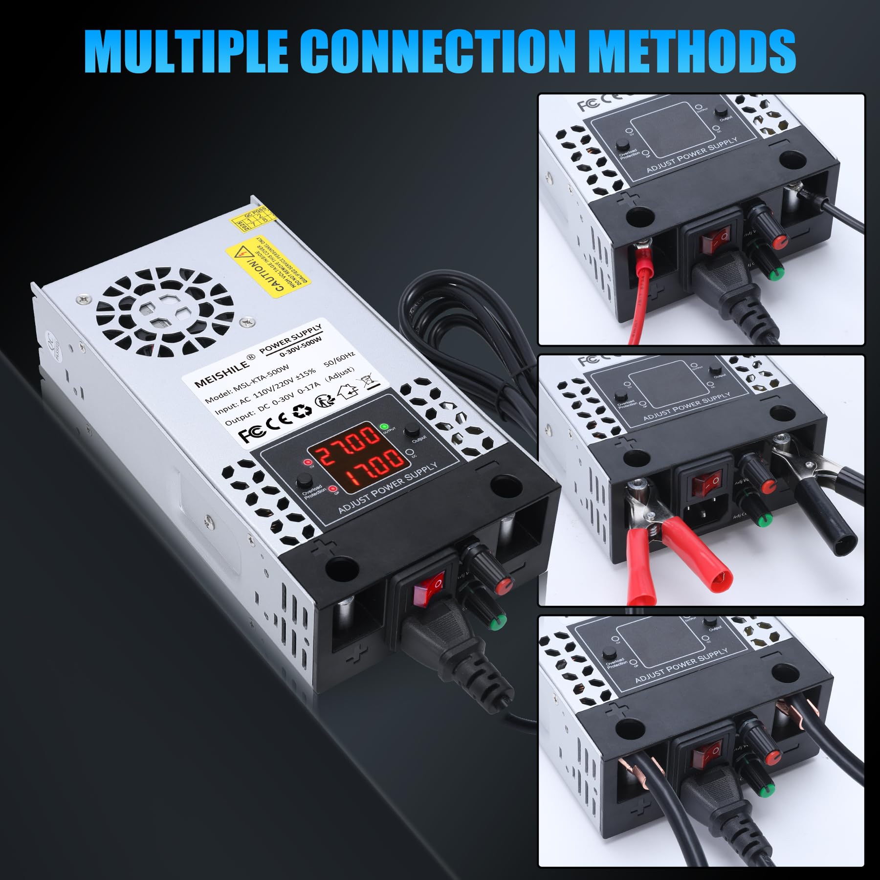 Einstellbare Schalternetzteil DC (0-17V 0-30A) 500W DIY Trafo 230V AC auf DC Transformator Industriell für LED Lichtleiste Lampe 3D Drucker Motor Pumpe SMPS 110V/220V Button