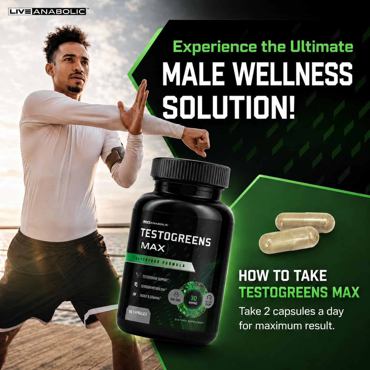 Live Anabolic TestoGreens Max Men's Greens Supplement, Hormone Support — Amazon image 5