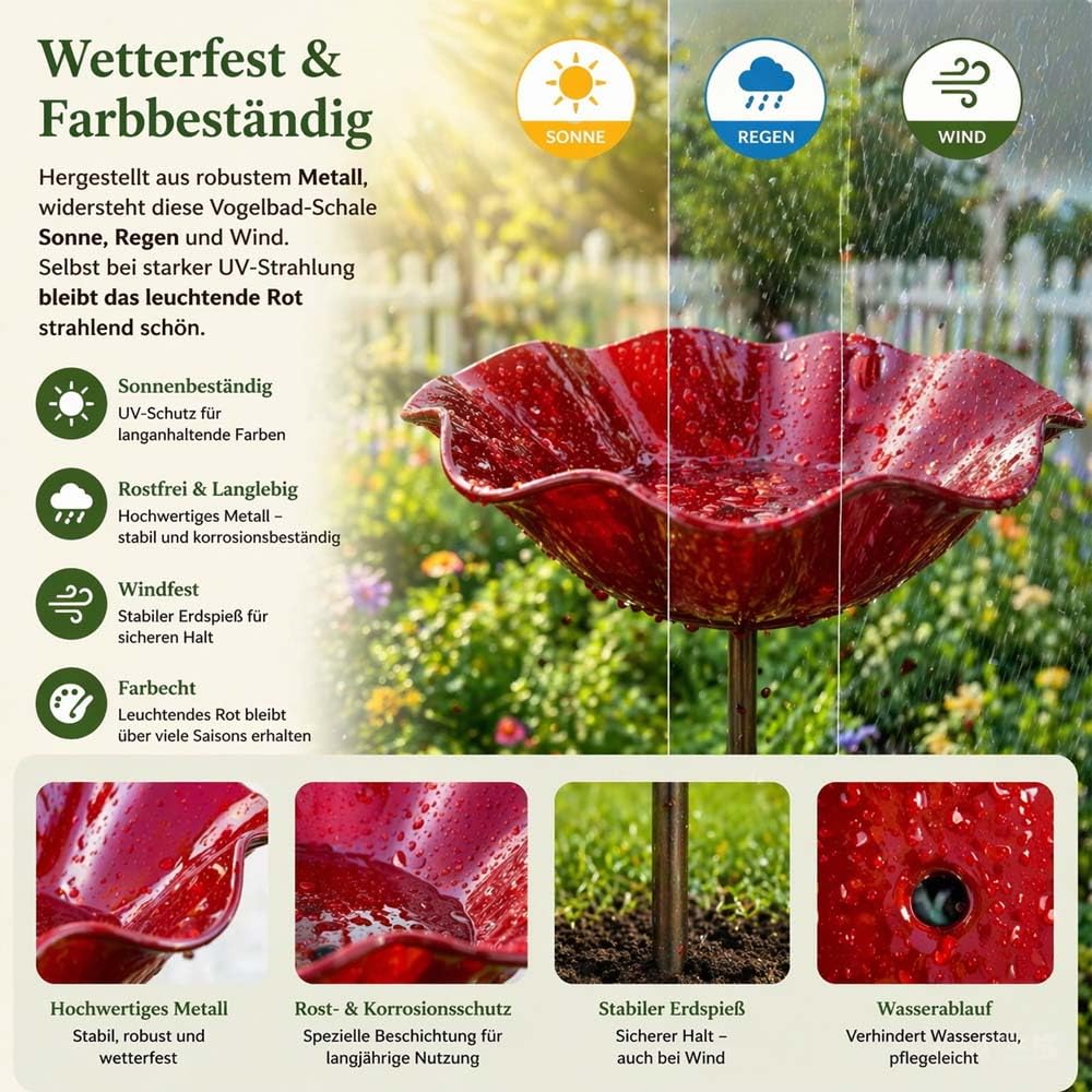 Handgefertigter Metall-Gartenstecker Mit Blume und Vogel,Blumenstecker VogelträNke Garten,Blumen Gartenstecker füR VöGel,Bienens SchmetterlingsträNke (Grün,2)