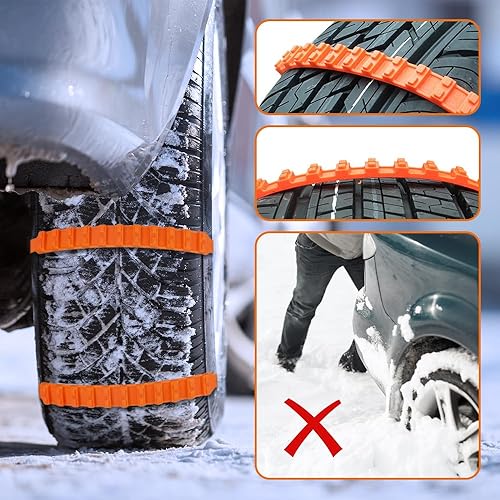 Miniatura 6 de Cadenas antinieve de emergencia lazos de tracción de neumáticos reutilizables y resistentes para nieve y barro, solución antideslizante portátil