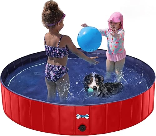 V-HANVER Piscina plegable para perros, bañera de PVC resistente para mascotas para perros y cachorros XL, 71 x 12 pulgadas