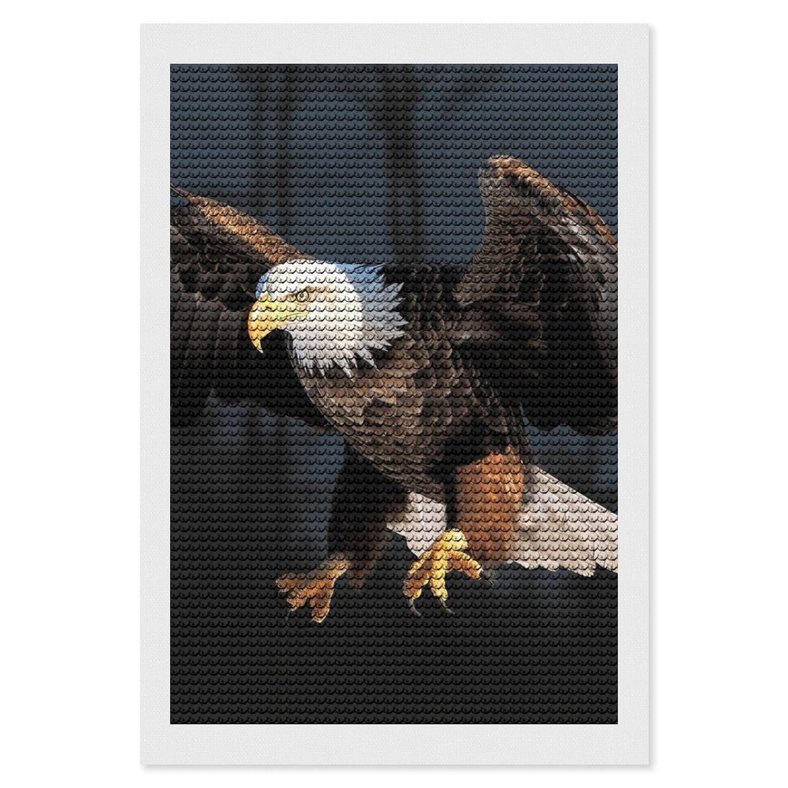 FodPand Bald Eagle 5D Diamond Painting Kits for Adults Beginners Full Drill Round Diamond Dots Pictures Gem Art Supplies for Home Wall Room Decoration DIY Craft Set Gift 8x12