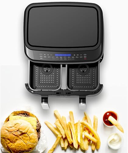 Miniatura 8 de Westinghouse Freidora de aire de doble zona freidora de aire doble hecha a mano con 2 cestas independientes calentador y control separados 12