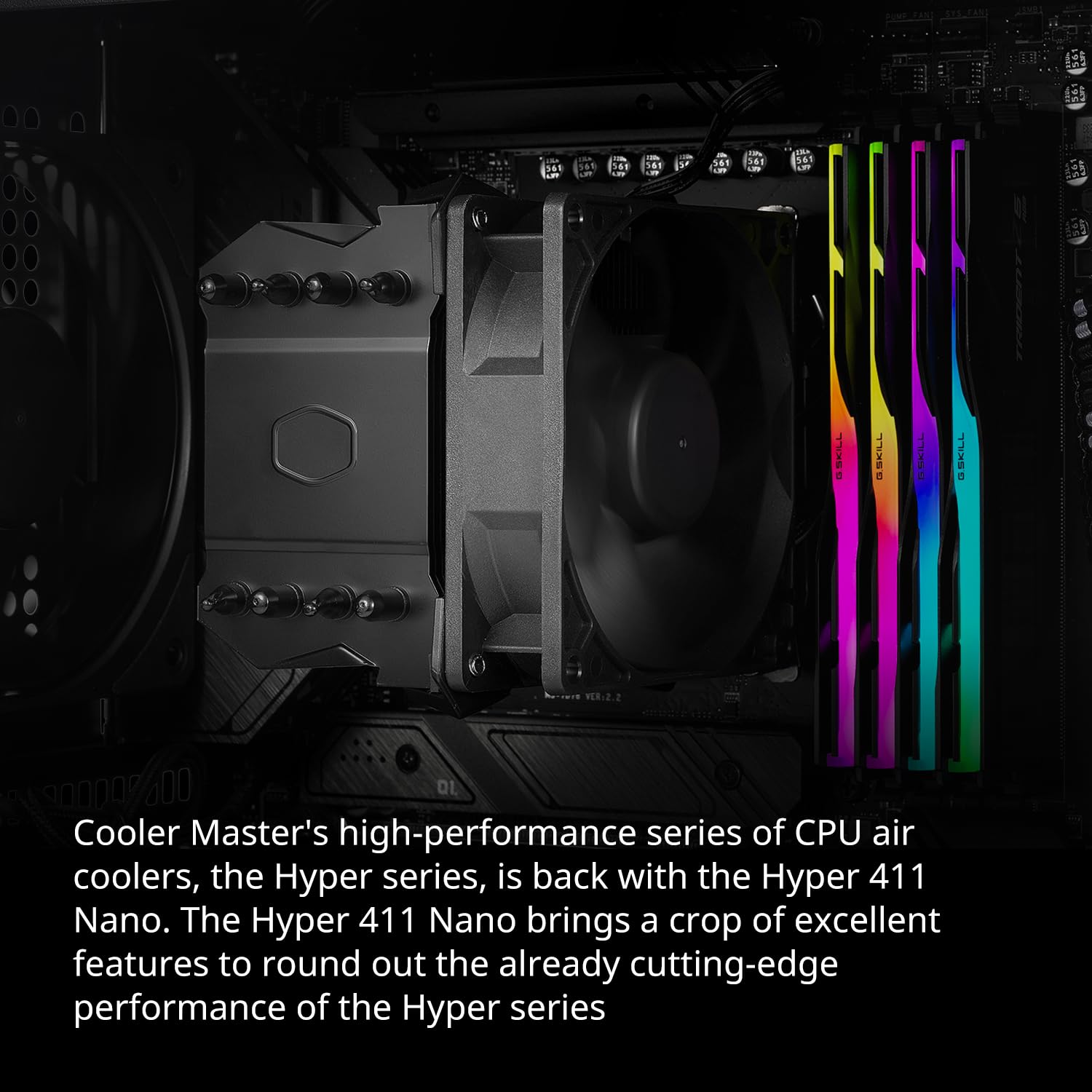 Cooler Master Hyper CPU Air Cooler – 120mm High Performance PWM Fan, 4 Copper Heat Pipes, Aluminum Top Cover, Low Noise & Easy Installation, AMD AM5/AM4 & Intel LGA 1851/1700/1200, Black: Cooler Master Hyper 411 Nano CPU Air Cooler, SickleFlow 92 PWM Fan, 4 Copper Heat Pipes, 136mm Tall, Sleek Top Cover, AMD Ryzen AM5|AM4, Intel LGA 1851|1700 Brackets