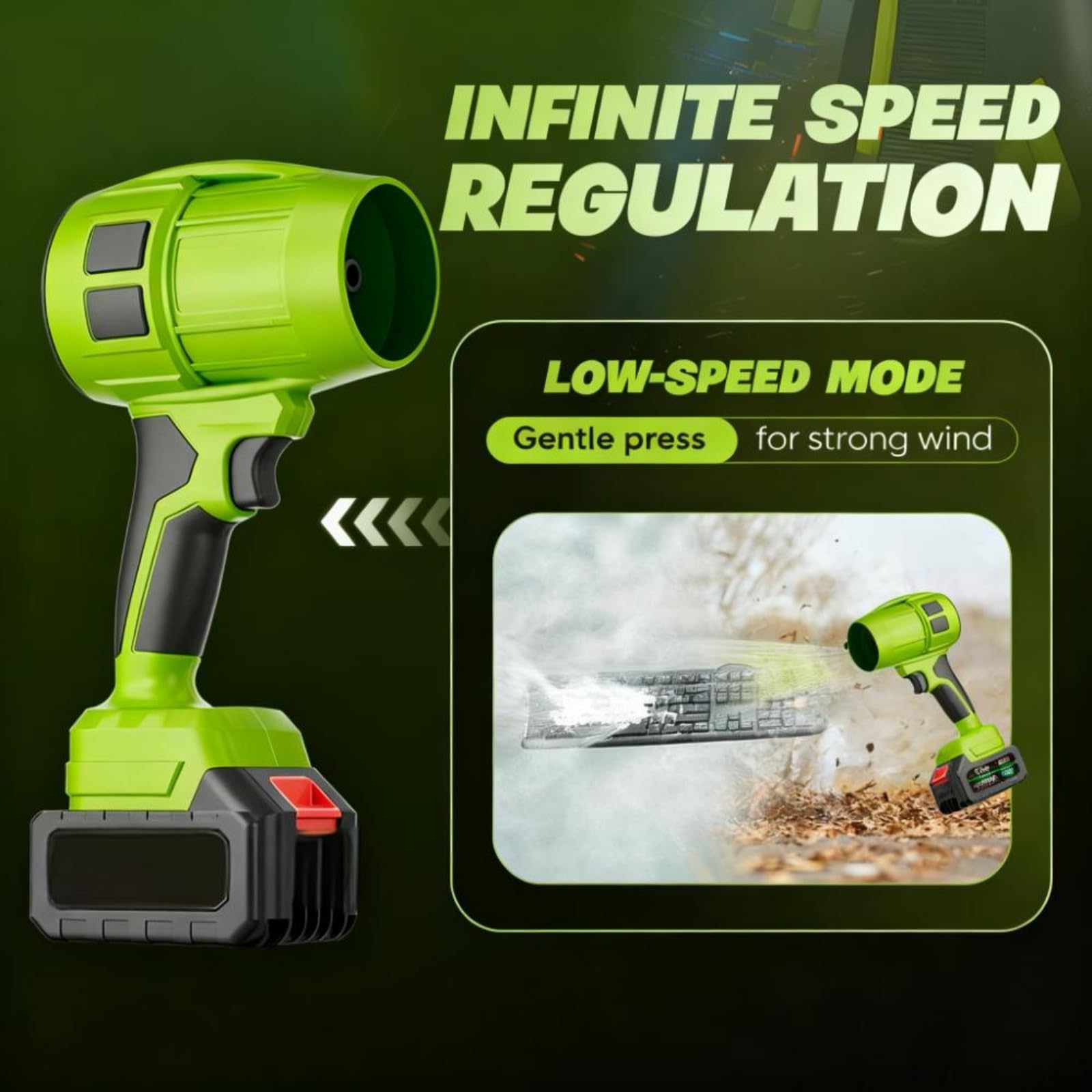 Soffiatore Ultra Leggero E Potente,Soffiatore A Batteria Potente,Aspira Foglie Per Giardino,Velocità Regolabile,Soffiatores Elettrico Per Auto,Giardino,Cortile,Foglie
