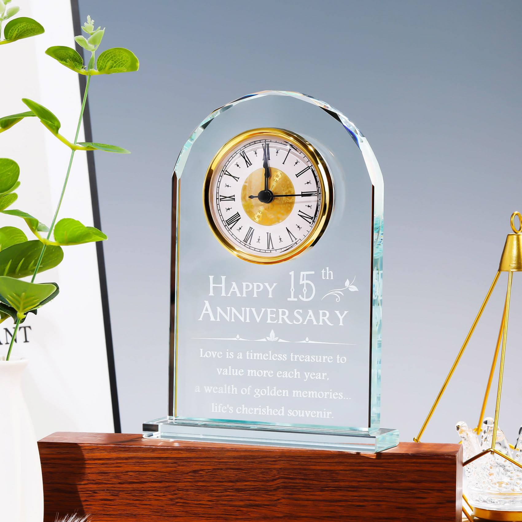 Amazon.com: YWHL 15 Year Anniversary Quartz Clock Gifts for Her