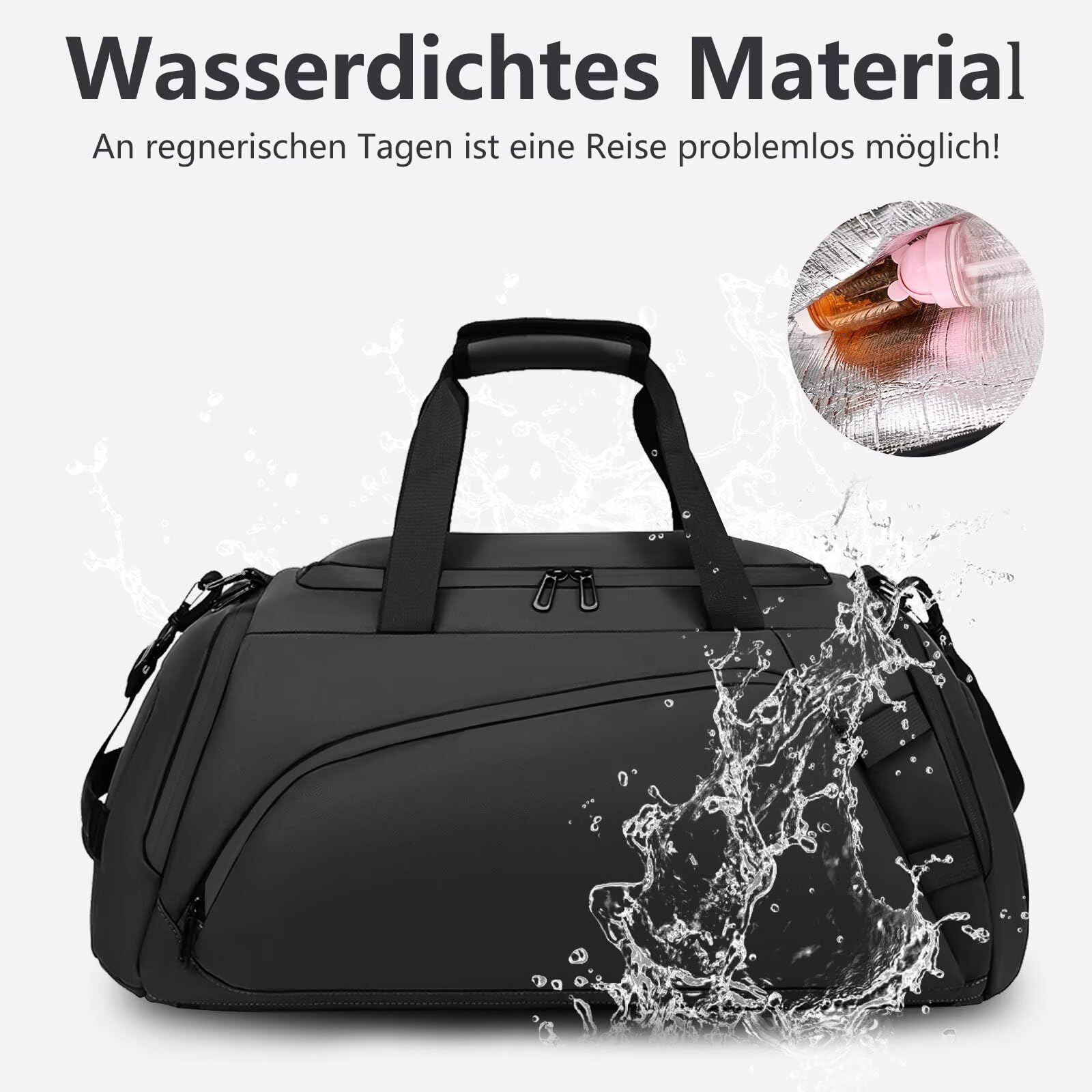 Borsone Palestra Uomo Grande 40L Zaino da Viaggio Borsa Palestra Donna Impermeabile Duffel Bag con Porta Scarpe e Tasca Umida Borsa da Viaggio da Viaggio per Sport Fitness Campeggio,Nero