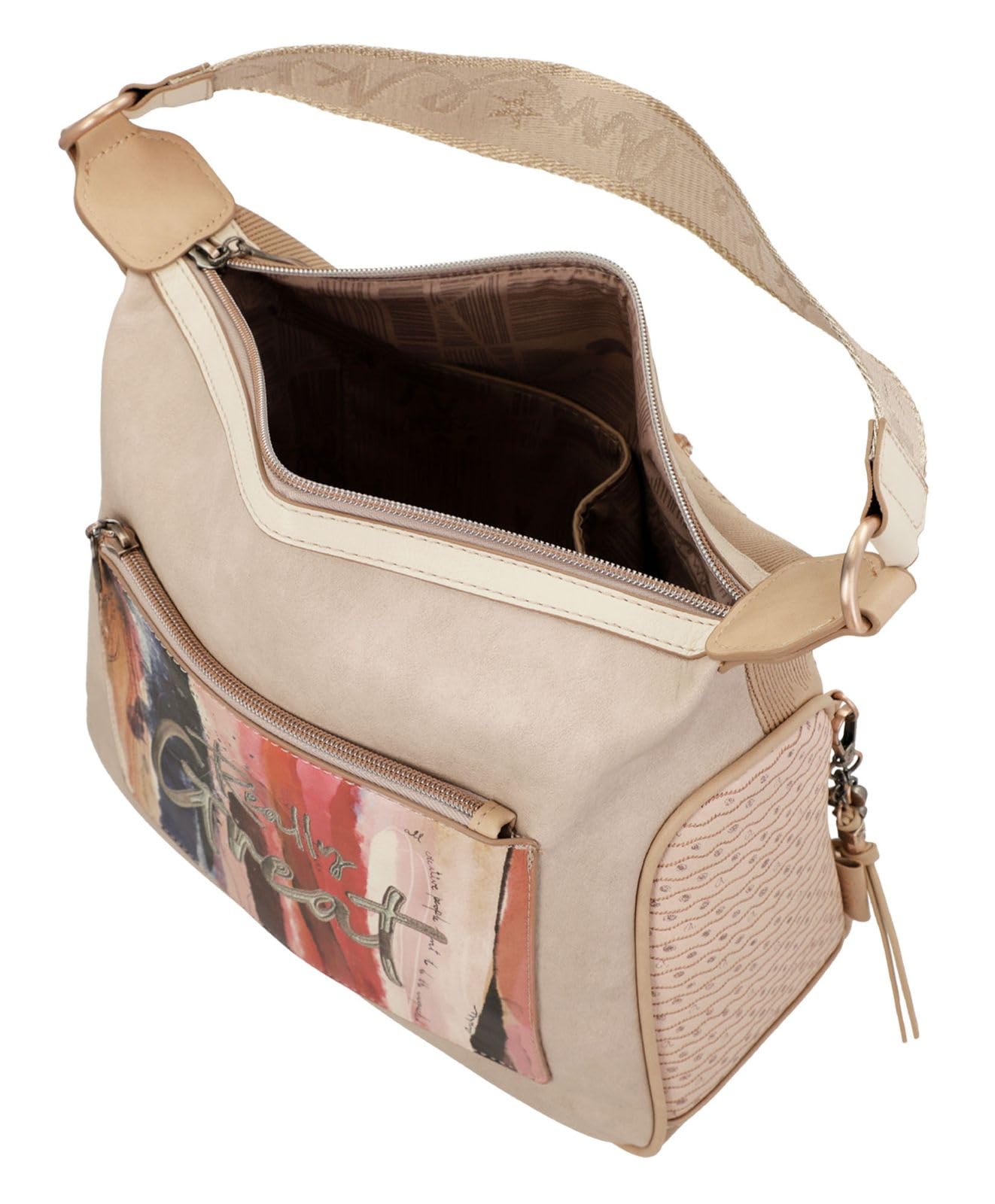 Anekke - Damentasche - Schultertasche aus Polyester für Damen mit 2 Schultergriffen, Band und Reißverschluss - Zubehör und Accessoires für Damen - Maße 29 x 25 x 12 cm, bunt
