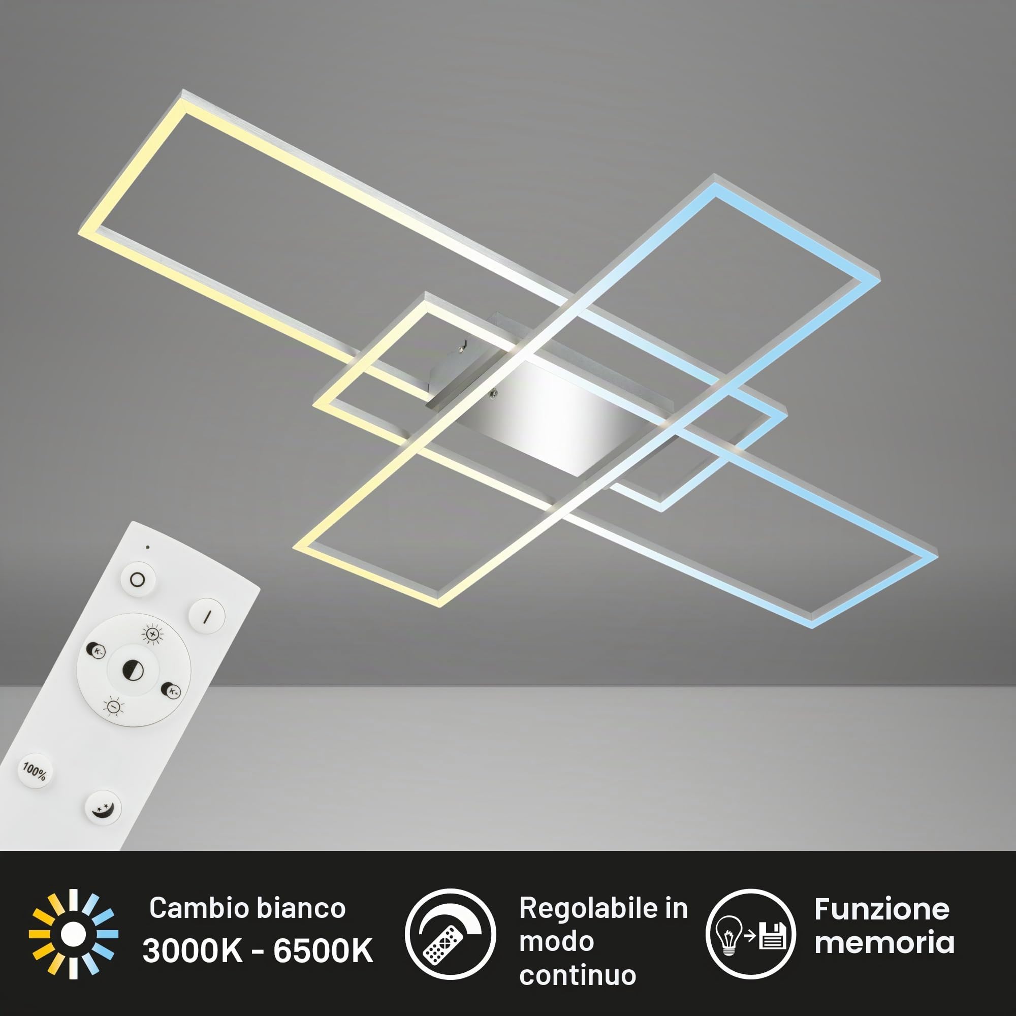 BRILONER - Lampada da soffitto a LED con telecomando, dimmerabile, regolabile da bianco caldo a bianco freddo, lampada a LED, lampada da soffitto, lampada da soggiorno, camera da letto, lampada da
