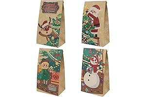 24 Christmas Paper Treat Bags with Stickers for Kids Holiday Goodies