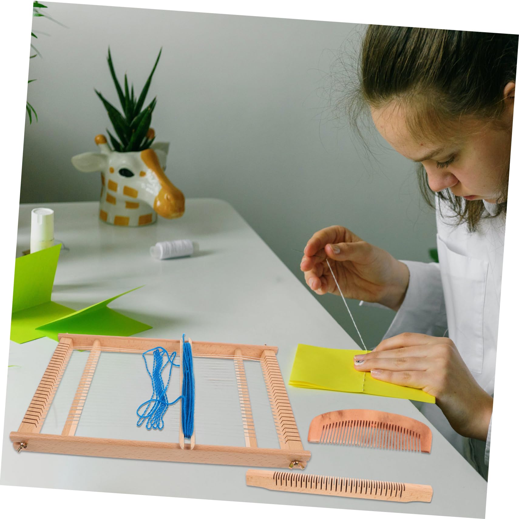 NUOBESTY Telaio per Tessitura in Legno Telaio Fai da Te Facile da Usare per Principianti e Appassionati di Tecniche Artigianali