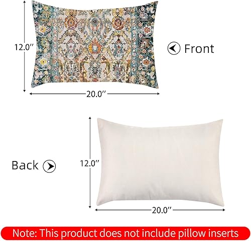 Miniatura 3 de Funda de almohada bohemia de 12 x 20 pulgadas, diseño étnico azul y rojo para exteriores, almohadas decorativas para sofá, cojín decorativo de lino
