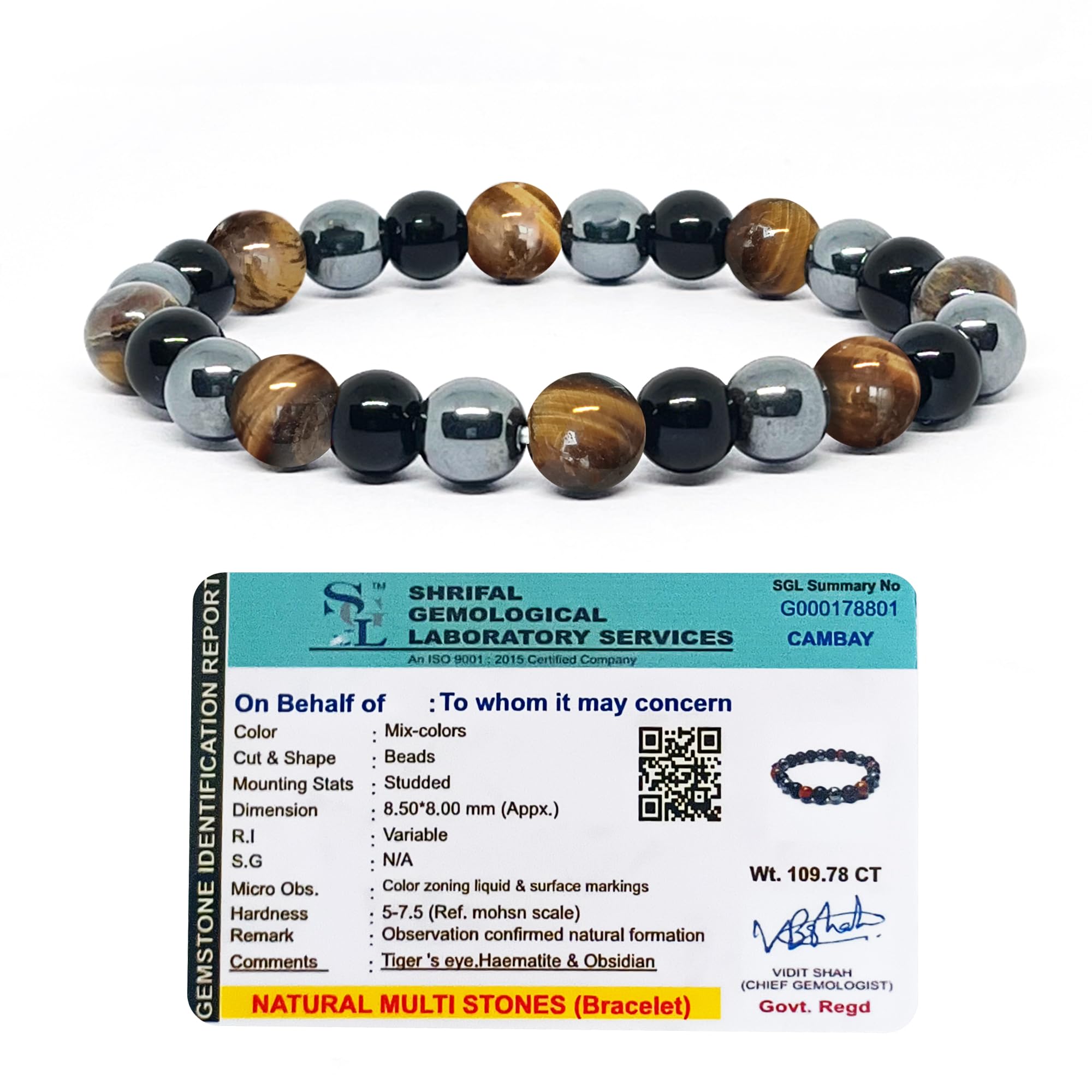 CRIKI Natural Triple Protection Bracelet with Lab Certificate for Women and Men - Hematite, Tiger Eye, Black Obsidian Stone Bracelet for Courage, Strength, Protection, and Balance 8MM Beads (7.5 Inch) (B0D2R5K7RR) Amazon Price History, Amazon Price Tracker