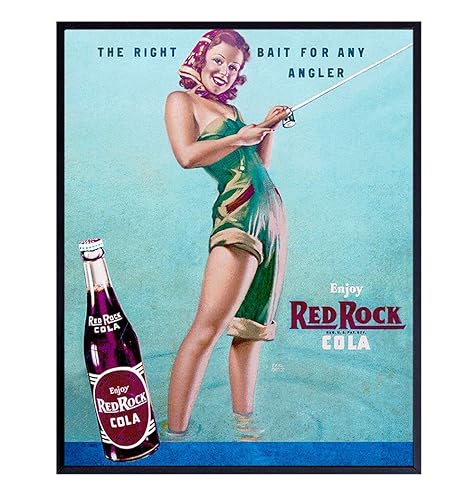 Fishing Pinup Girl - Unframed Wall Art Print - Great for Lake or Beach House, Man Cave - Chic Home Decor - Unique Gift for Fishermen, Anglers -