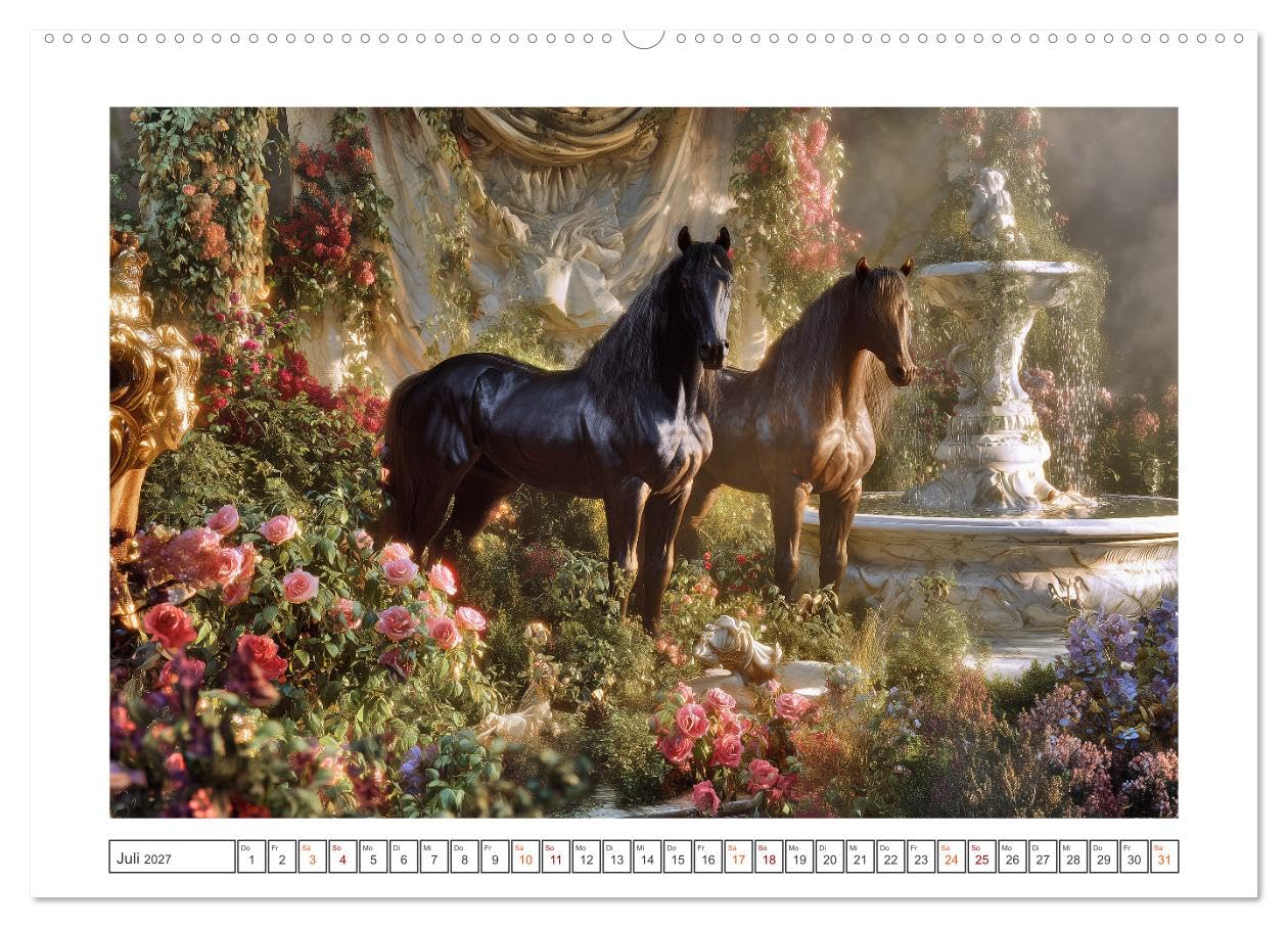 Pferde wie gemalt (hochwertiger Premium Wandkalender 2027 DIN A2 quer), Kunstdruck in Hochglanz: Dieser Kalender zeigt das Pferd als zeitloses Symbol ... im Wechsel der Jahreszeiten. (CALVENDO Tiere)