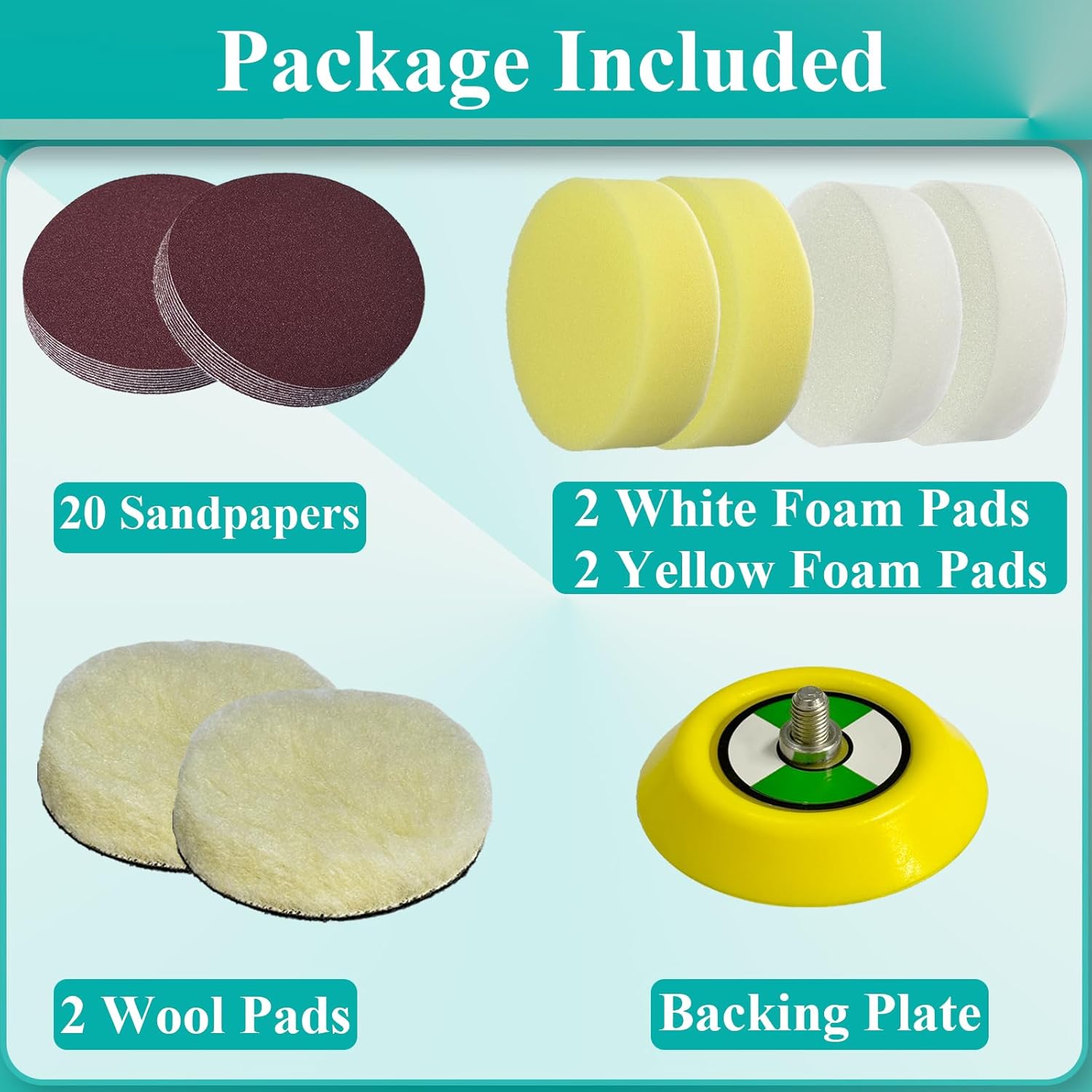 27-Piece Polishing & Sanding Pad Kit Replacement for Milwaukee M12 2438-22 – Includes Buffing Pads, Wool Pads, 20 Sandpapers for Auto Detailing & Surface Restoration