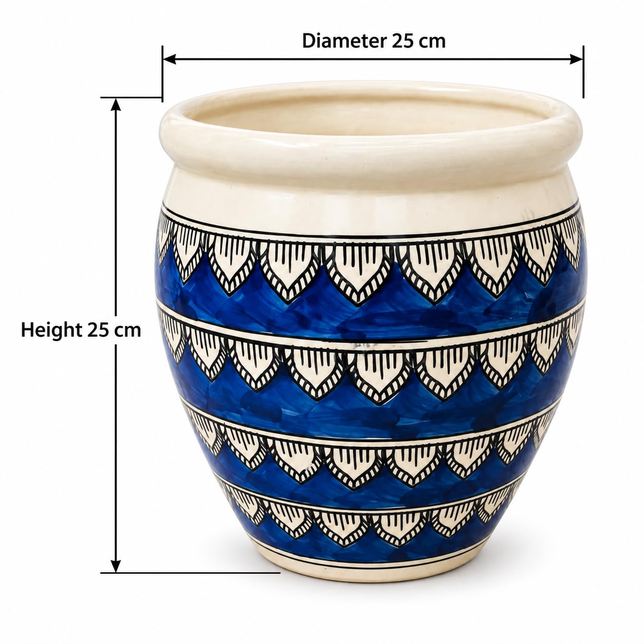 Niyara Blue Handpainted Ceramic Planters - Large -4
