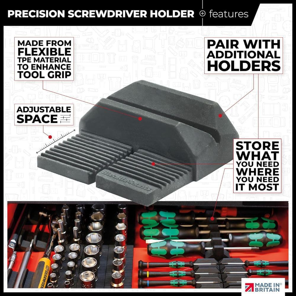 StealthMounts Drawer Hive Lot de 10 Porte-Tournevis de précision | Organisateurs modulaires pour mécaniciens Professionnels et bricoleurs | TPE moulé par Injection | Fabriqué au Royaume-Uni