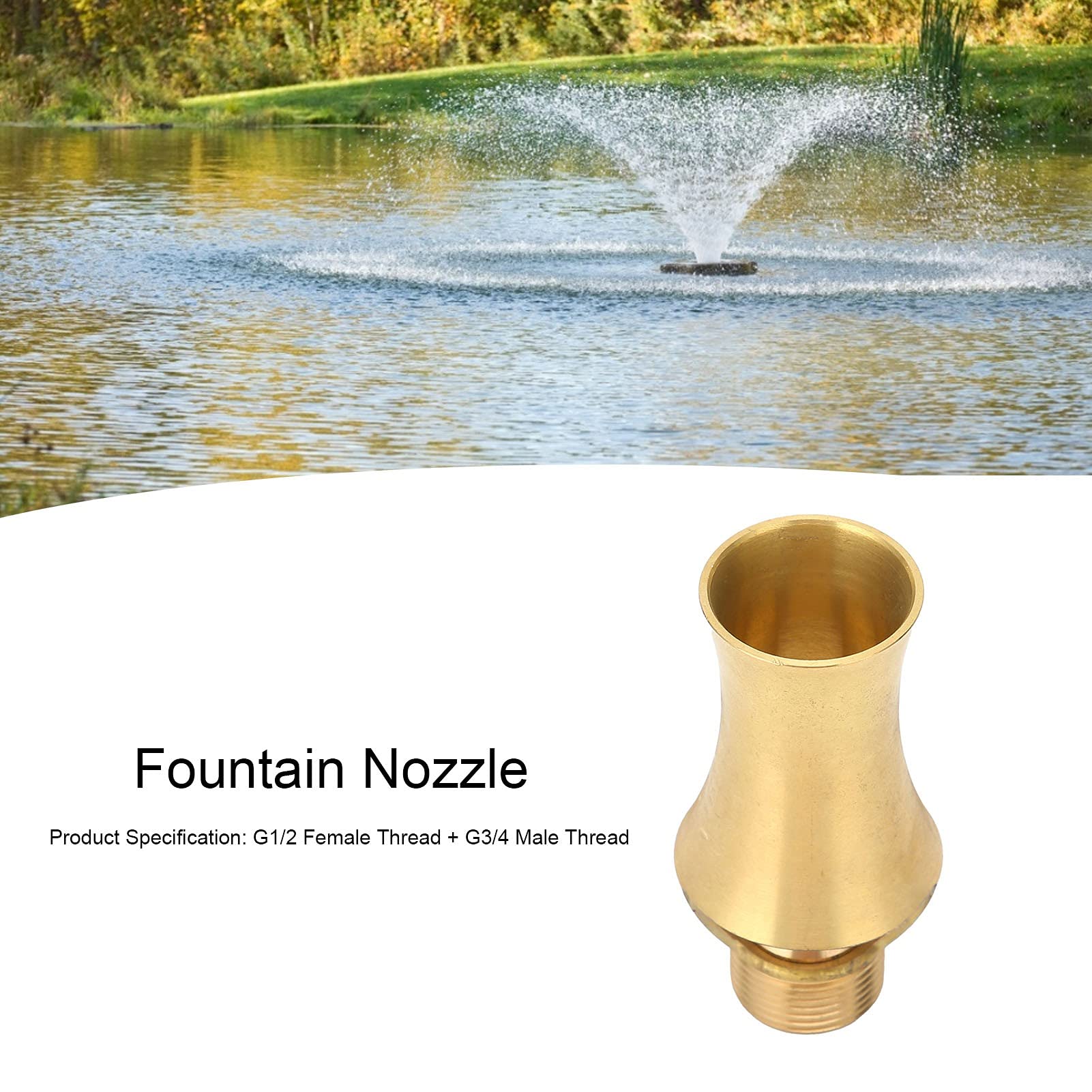 Nozzles Kit for Fountain Pump, G1/2 Female Thread Fountain Nozzle G3/4 Adjustable Male Thread Spray Head Pond Sprinkler for Aquarium, Fish Tank, Pond, Hydroponics