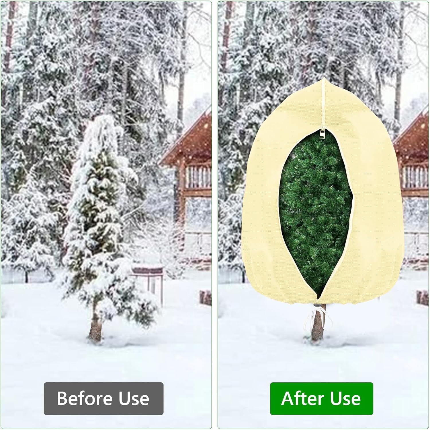 Paquete De 4 Mantas Antihielo para Plantas - Cubiertas De Invierno De 81 X 122 Cm, Tela Protectora De 68 G/m² para árboles, Arbustos Y 4 Pack 48”W x 71”H Circular