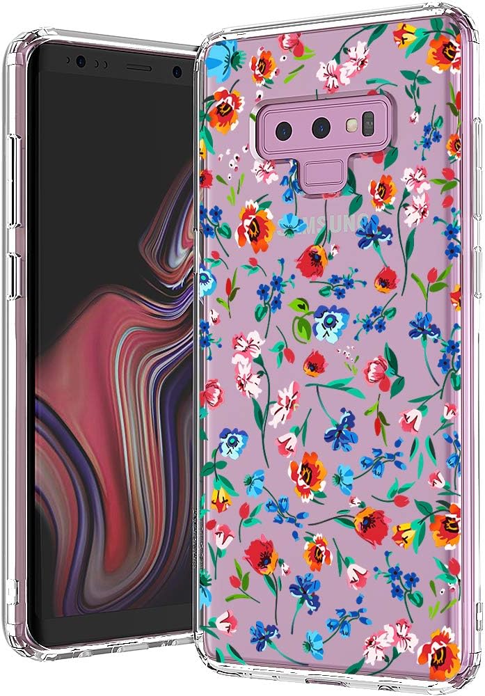 MOSNOVO Galaxy Note 9 Case, Wildflower Floral Flower Pattern Clear Design Transparent Plastic Hard Back Case with TPU Bumper Gel Protective Case Cover for Samsung Galaxy Note 9