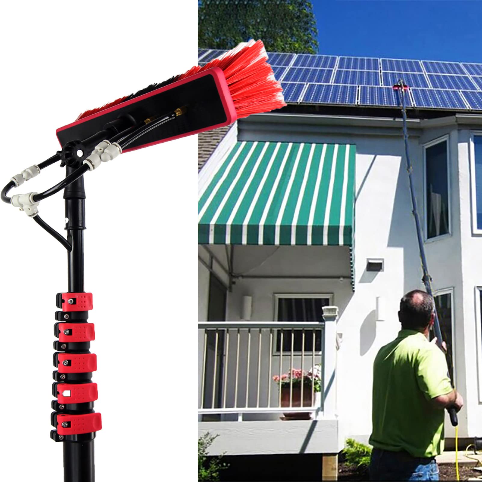 GTHTUHFD Water Fed Pole Kit, Water Fed Cleaning, Aluminum Outdoor Window Cleaner Hose, Cleaning Photovoltaic And Solar Panels,12FT/3.6M