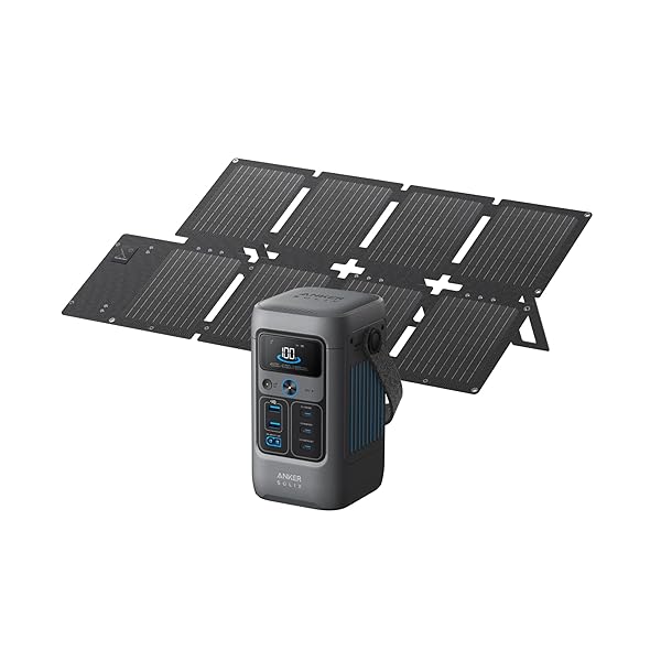 Anker SOLIX C200 DC Power Bank Station and 60W Solar Panel, 192Wh Portable Power Station, LiFePO4 Battery, 200W Solar Generator, For Outdoor, Camping, Traveling, and Emergencies
