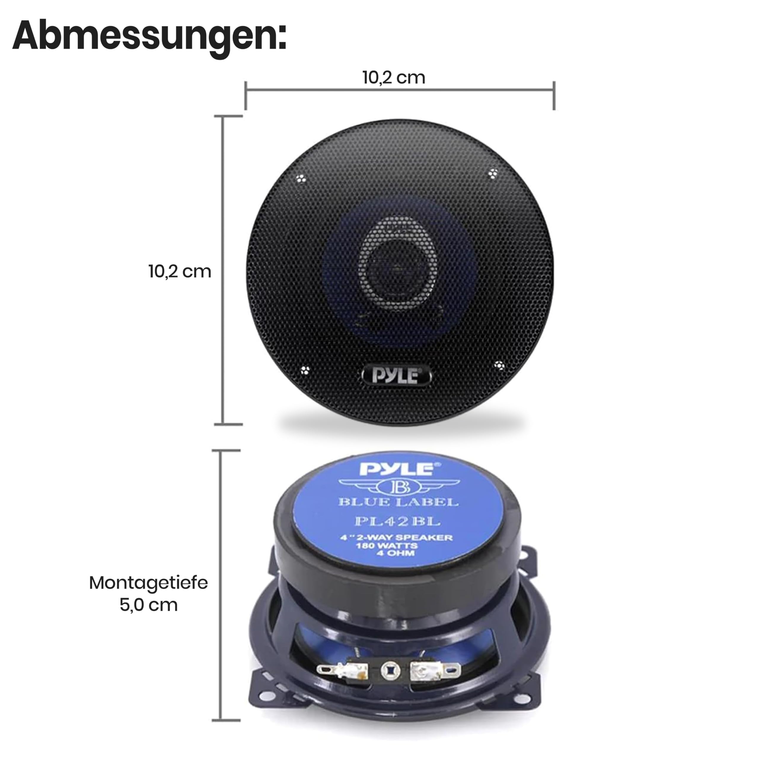 Pyle Auto Lautsprecher 165mm 3 Wege Set 360W 6.5 Zoll - Einbaulautsprecher Set Kfz Lautsprecher mit Hochtöner Mitteltöner Car Hifi Klang klare Höhen kraftvoller Sound OEM Passform einfache Montage