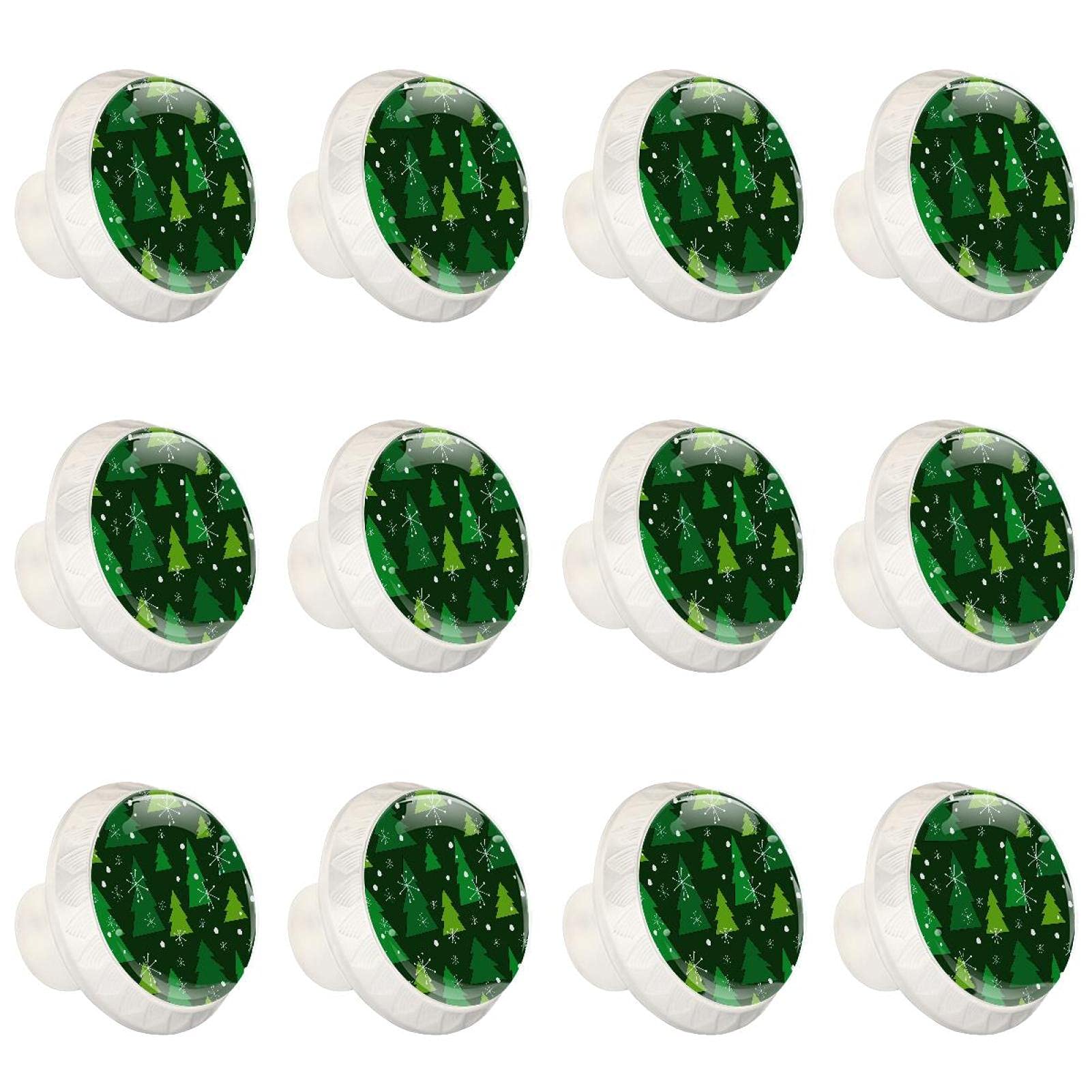 Boutons d'armoires de cuisine ronds verts pour placard et tiroir de commode - Lot de 12