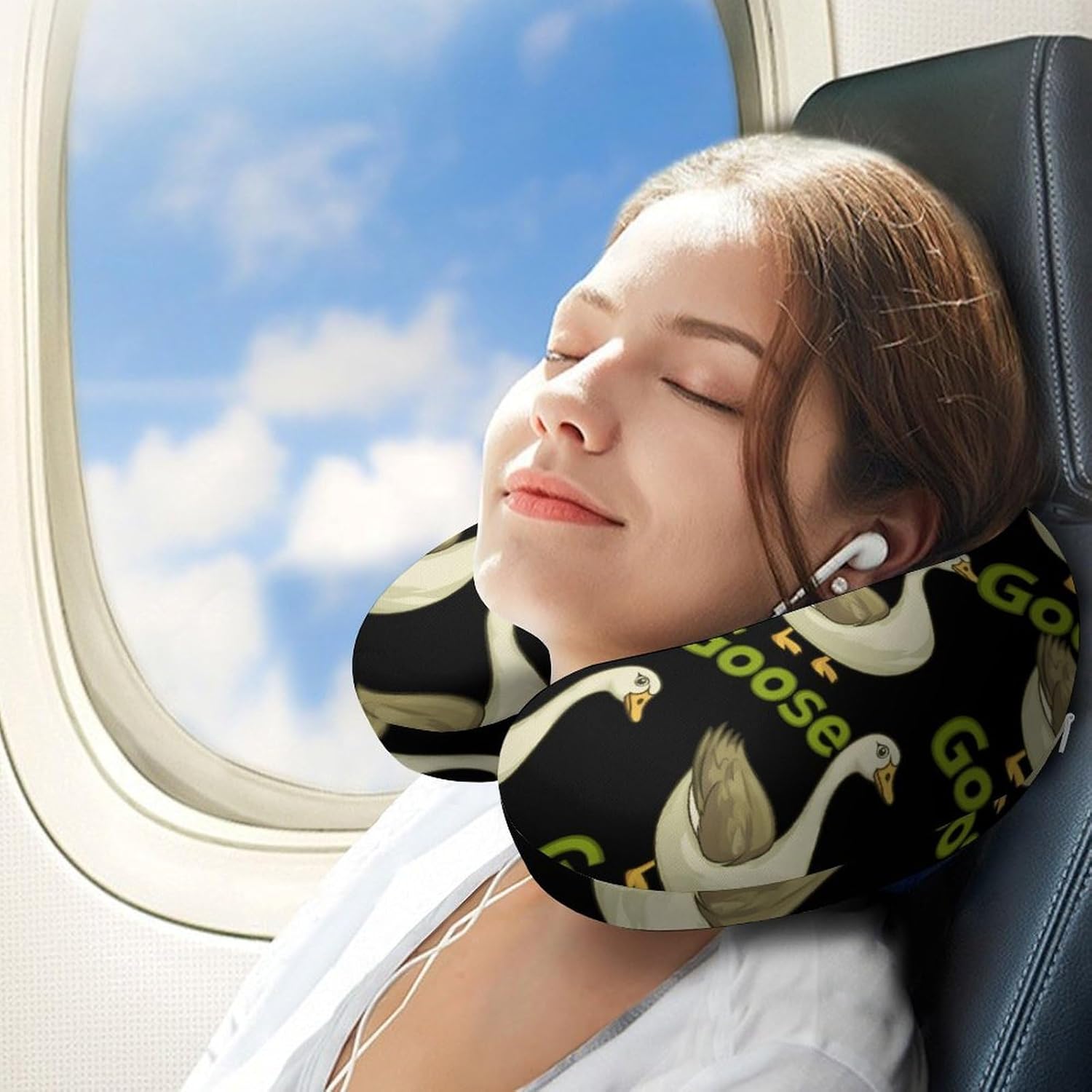 Goose Memory Foam Pillows U Shaped Travel Neck Pillow