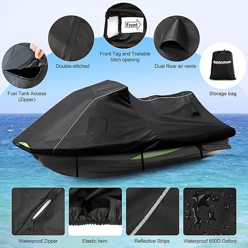 Miniatura 2 de Funda para moto acuática Yamaha 2019-2022 FX Cruiser SVHOFX Cruiser HO, cubierta remolcable con cremallera impermeable 600D Oxford PU impermeable a