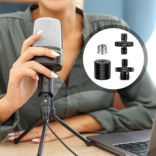 Miniatura 5 de 12 adaptadores de soporte de micrófono, adaptadores de rosca de micrófono 14 hembra a 38 macho y 14 macho a 14 macho y 14 macho a 38 macho y 14