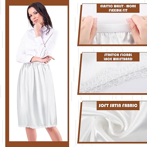 Miniatura 3 de 3 piezas de medias sandalias para mujer, 3 tipos de longitud de 19, 27, 35 pulgadas, falda larga de encaje de satén