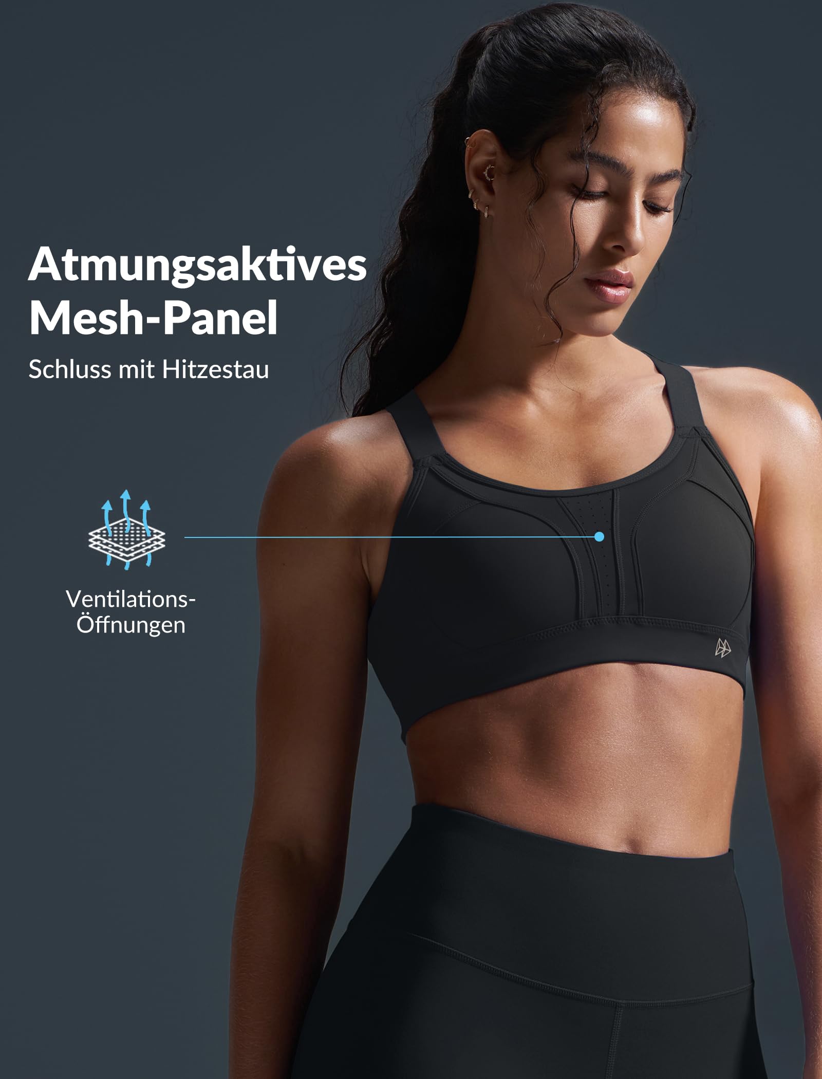 Yvette Sport BH Starker Halt Verstellbar Träger Gekreuzt Rücken Große Größen für Fitness Lauf Yoga