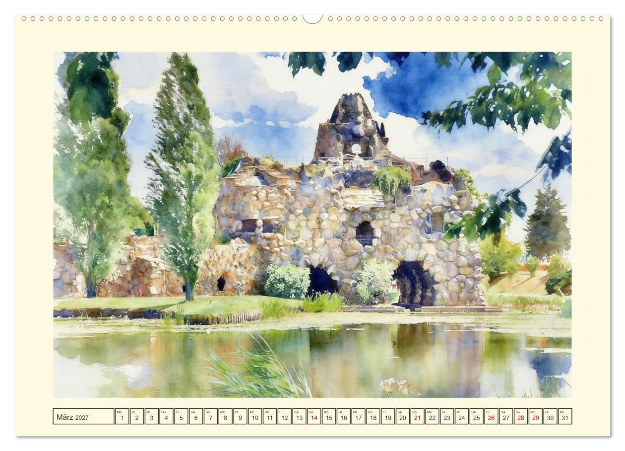 CALVENDO · Gartenparadies Dessau-Wörlitz (Kalender 2027) | DIN A2 Querformat · Wandkalender · Zauberhafter Ausflug in die Natur mit antiken Akzenten