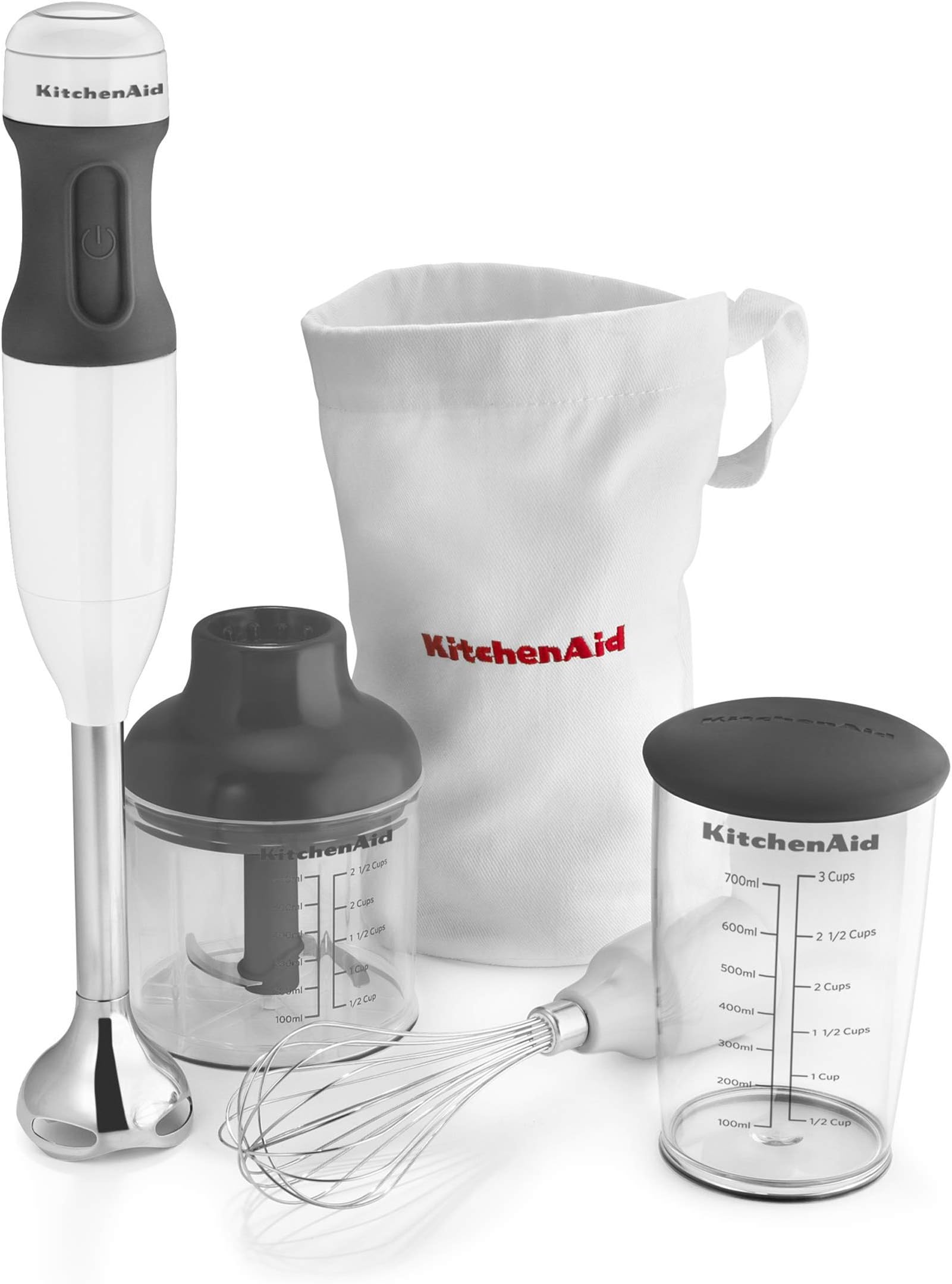 KitchenAid KHB2351WH Pro Line Hand Blender, 2 Speed, White (Renewed)