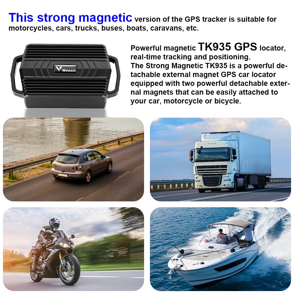 Winnes Localizador GPS para Coche rastreador GPS Modo de Reposo ultralargo Seguimiento magnético en Tiempo Real, antirrobo, para Coche camión y Motocicleta Fuerte Versión Magnética GPS Tracker