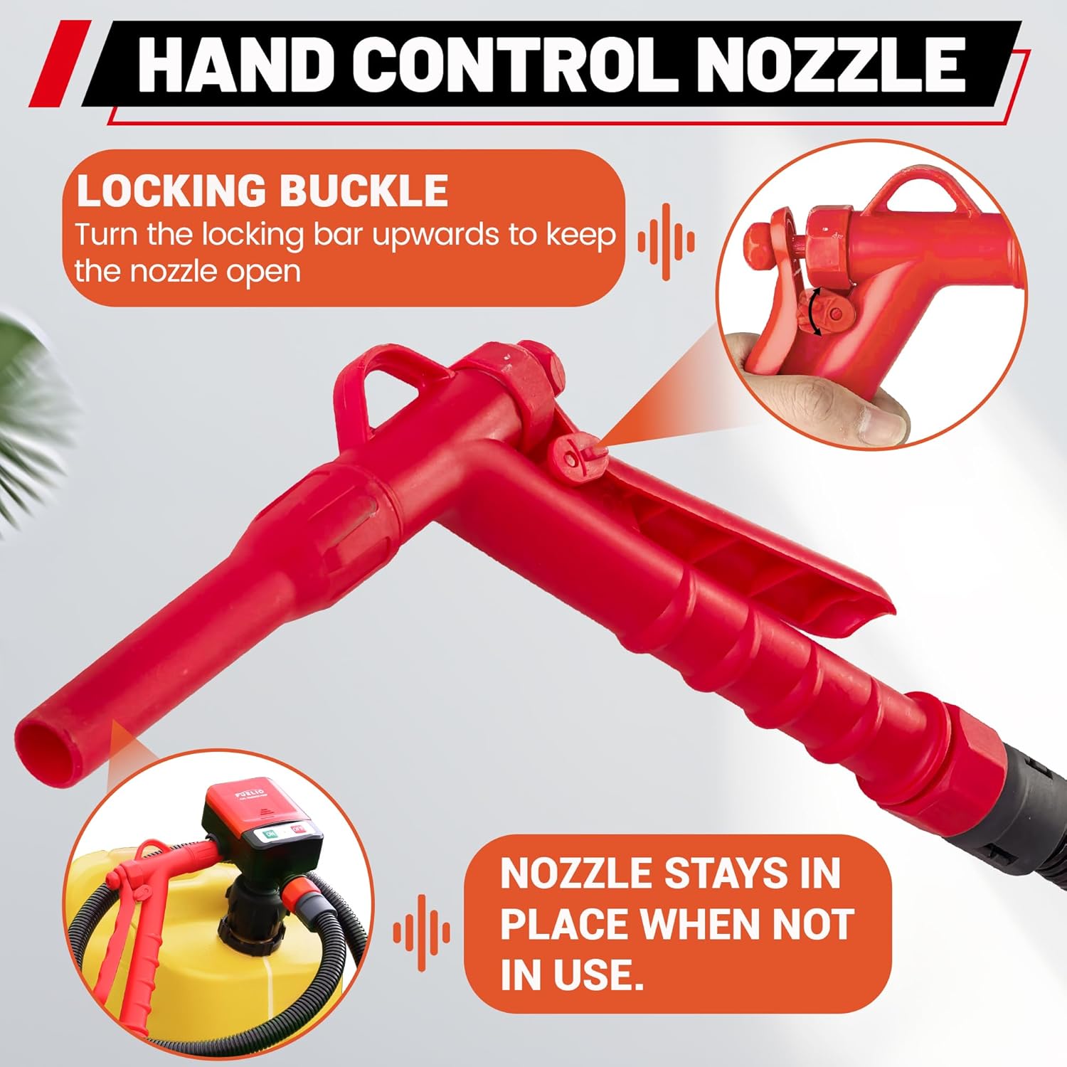 Fuel Transfer Pump Battery Powered: 4 Adapters for Most 5 Gallon Gas Can Jug Tank, 51 Inch Long Hose, Hand Control Nozzle - Electric Gas Transfer Pump