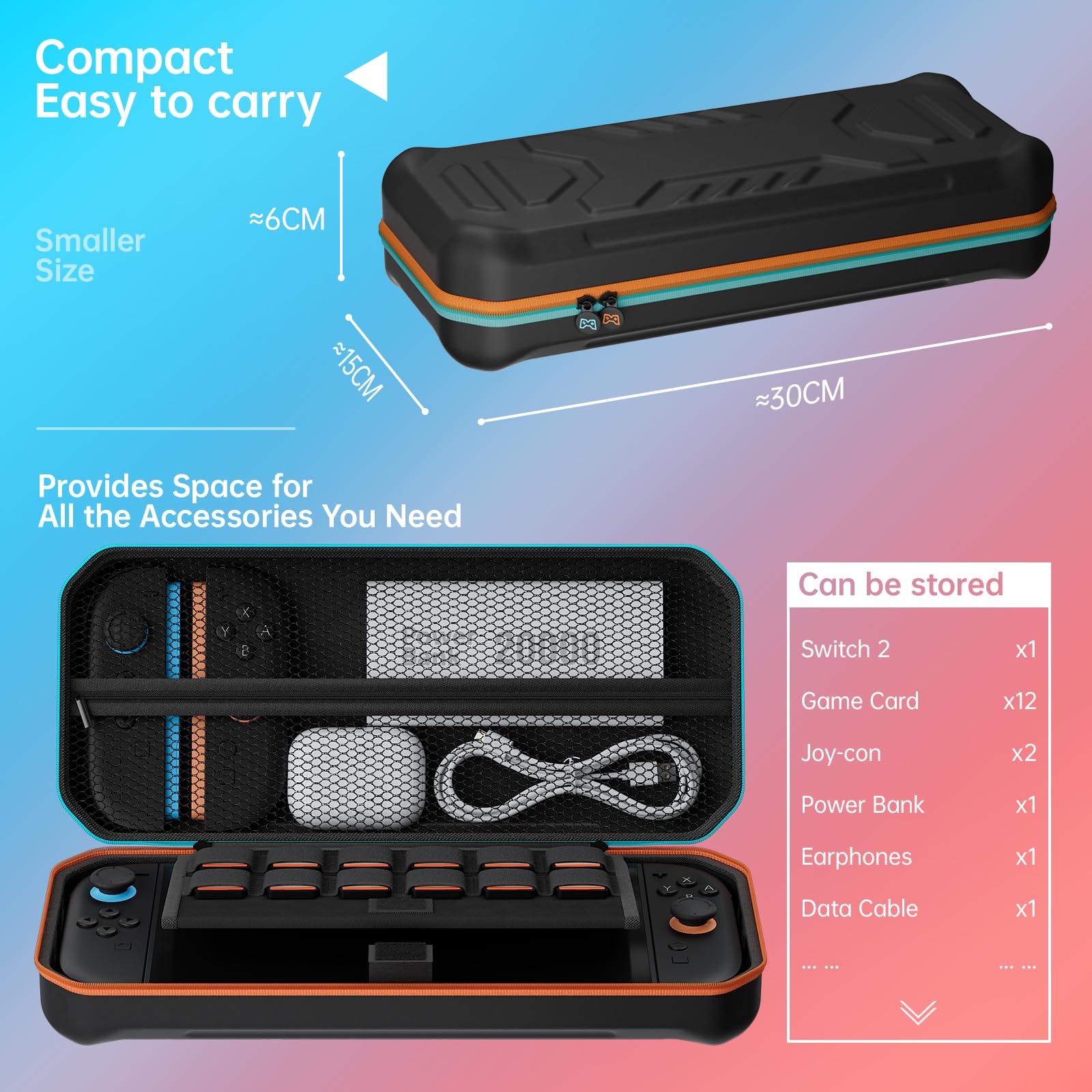 Hosanwell Funda 13 en 1 para Nintendo Switch 2, Que Incluye 2 Pantallas de Cristal Templado, Funda Protectora de Silicona, Tapas para Joystick y Soporte, Estuche rígido para Switch 2