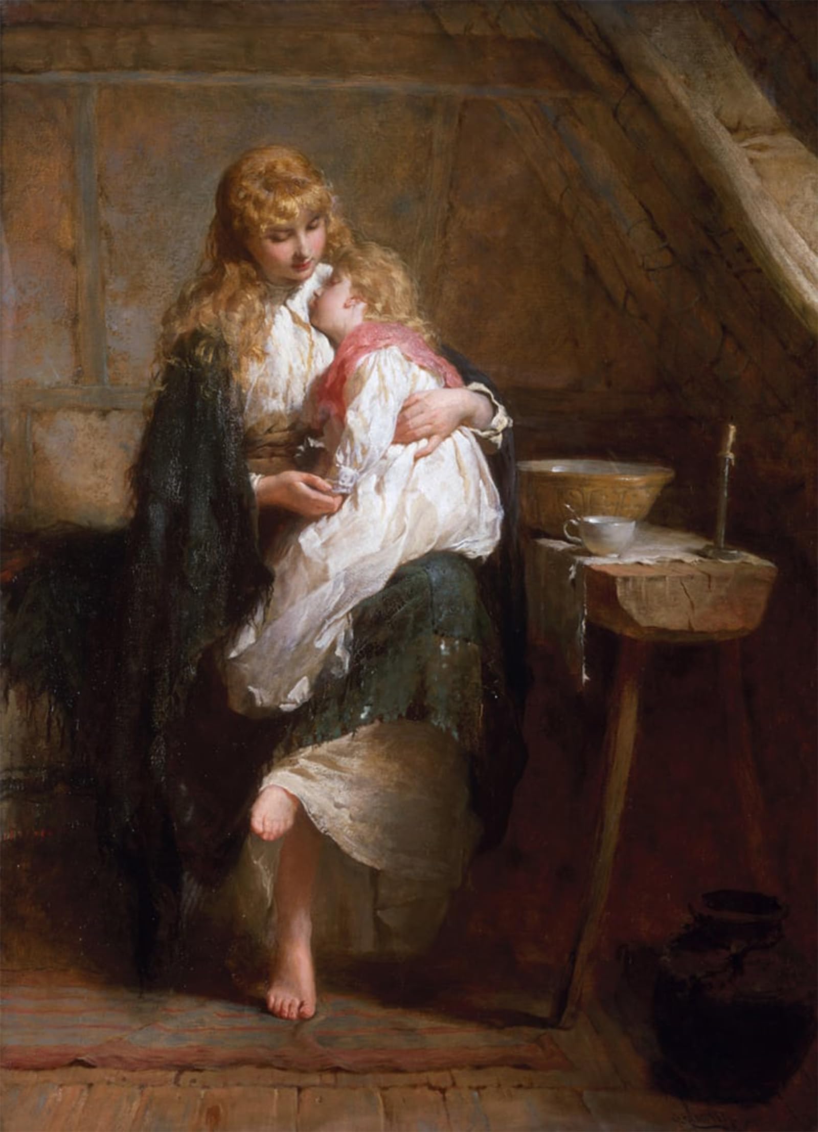 POSTERIIk Vintage Classic Picture Landscape Artwork the Orphans by George Elgar Hicks Portrait Canvas Painting for Office Home Decor 60x90cm