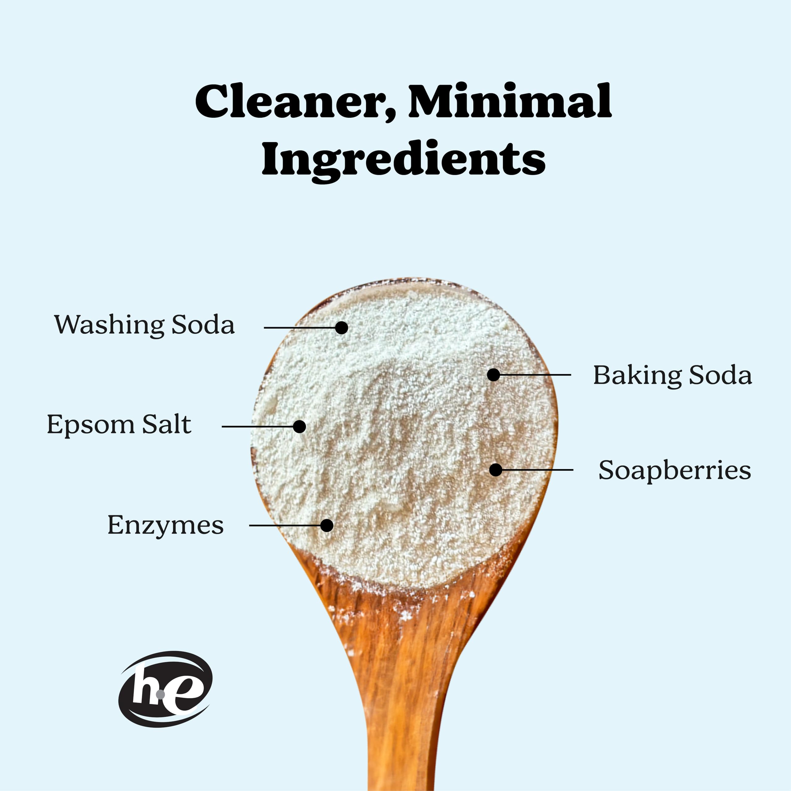 Pronounce Alternativa al detergente en polvo para ropa | Ingredientes derivados de la tierra, ecológico, más seguro para pieles sensibles, eccema y bebés. Combate las manchas y los olores. HE Safe