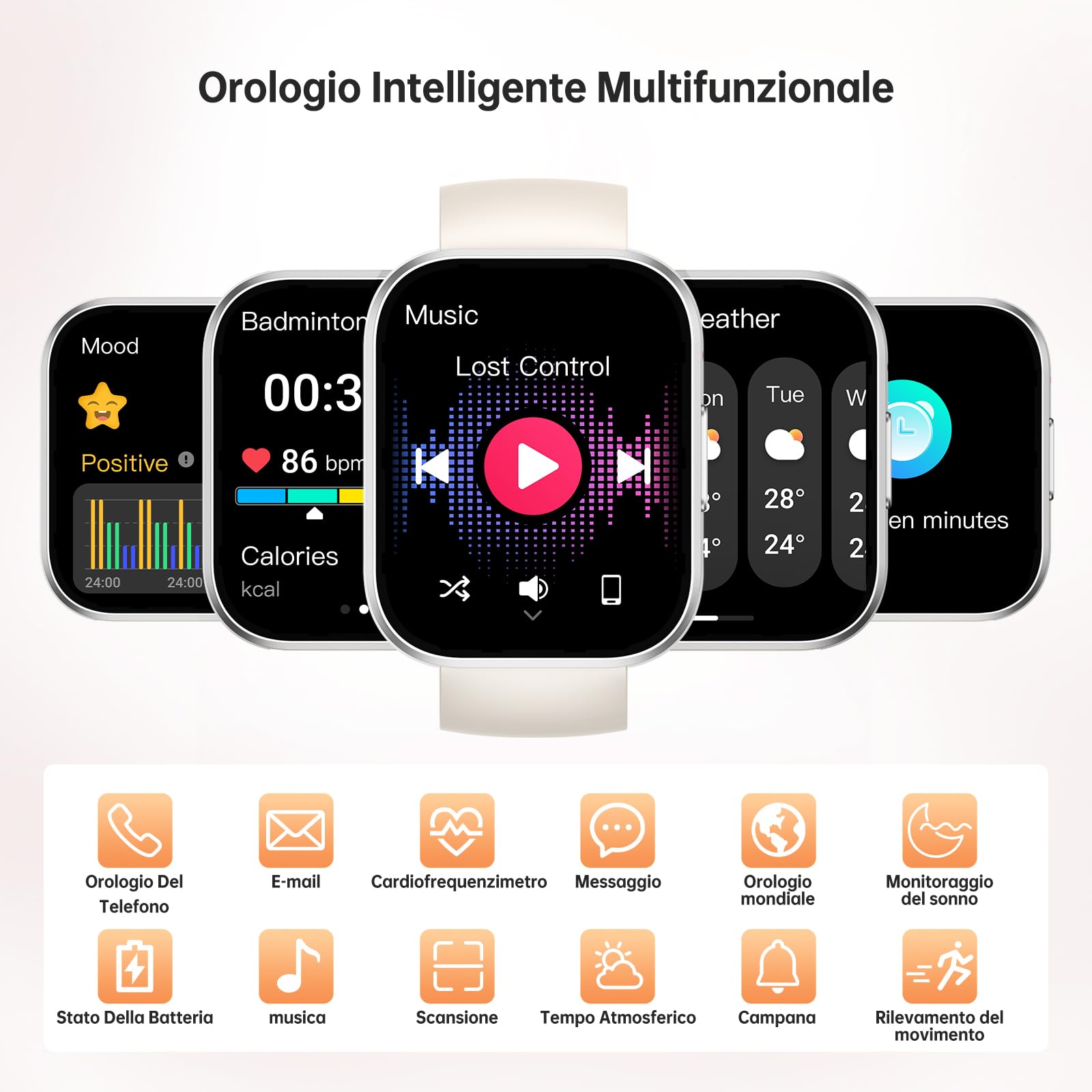 OUKITEL BT103 Smartwatch Uomo Donna, 1.91" Orologio Smart Watch con Effettua/Risposta Chiamate Vocale, 100+ Modalità Sportive con Contapassi/Sonno/Cardiofrequenzimetro, Fitness Tracker per iOS Android