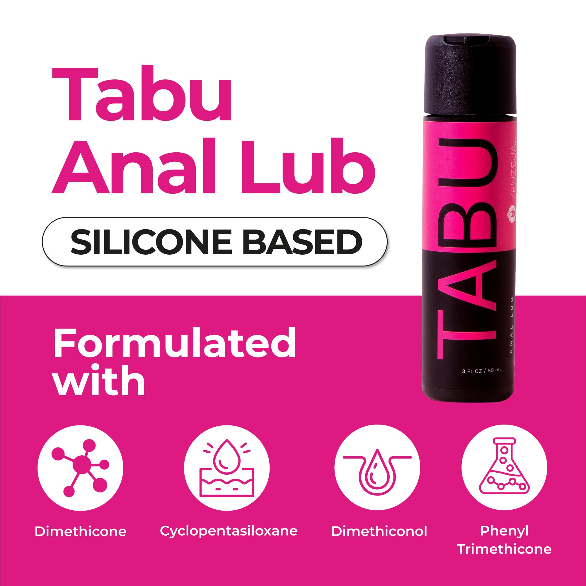 Amazon.com: Zenzsual Tabu Lub - Lubricante anal para privacidad - Lubricante  personal premium para hombres y mujeres - Lubricante personal - Lubricante  de base de silicona