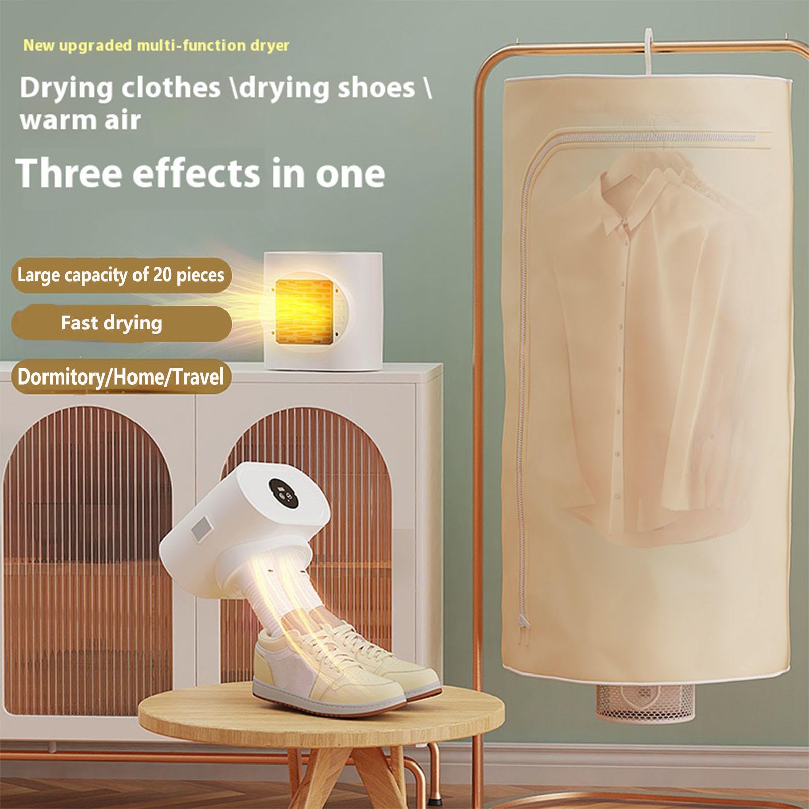 3-in-1-Multifunction Tragbarer Wäschetrockner, Shoe Dryer, Heizlüfter Camping Wäschetrockner Schuhtrockner Heizung für Familienschlafsäle Reisen