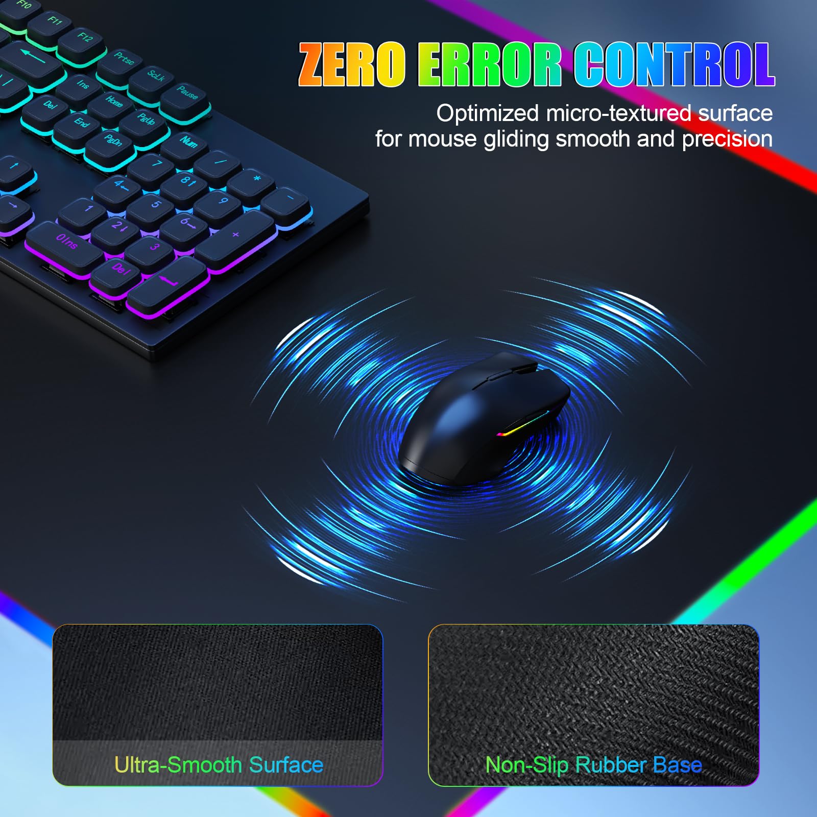 Alfombrilla de mouse RGB con soporte plegable para teléfono y cargador inalámbrico, 31.5 x 11.8 pulgadas, XL para juegos, alfombrilla de escritorio grande con doble carga para teléfono y AirPods, 11